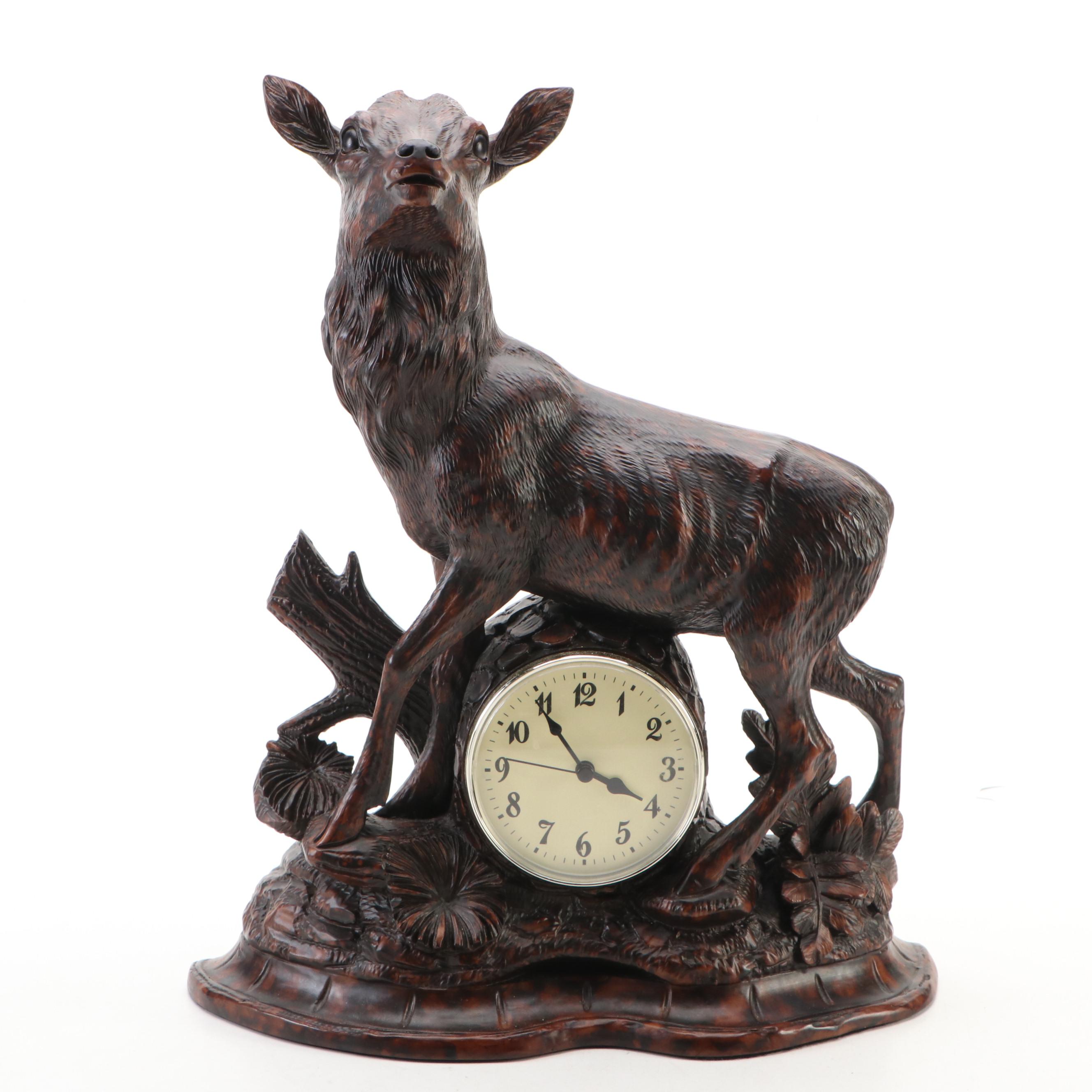 Bronze Finished Stag Mantel Clock