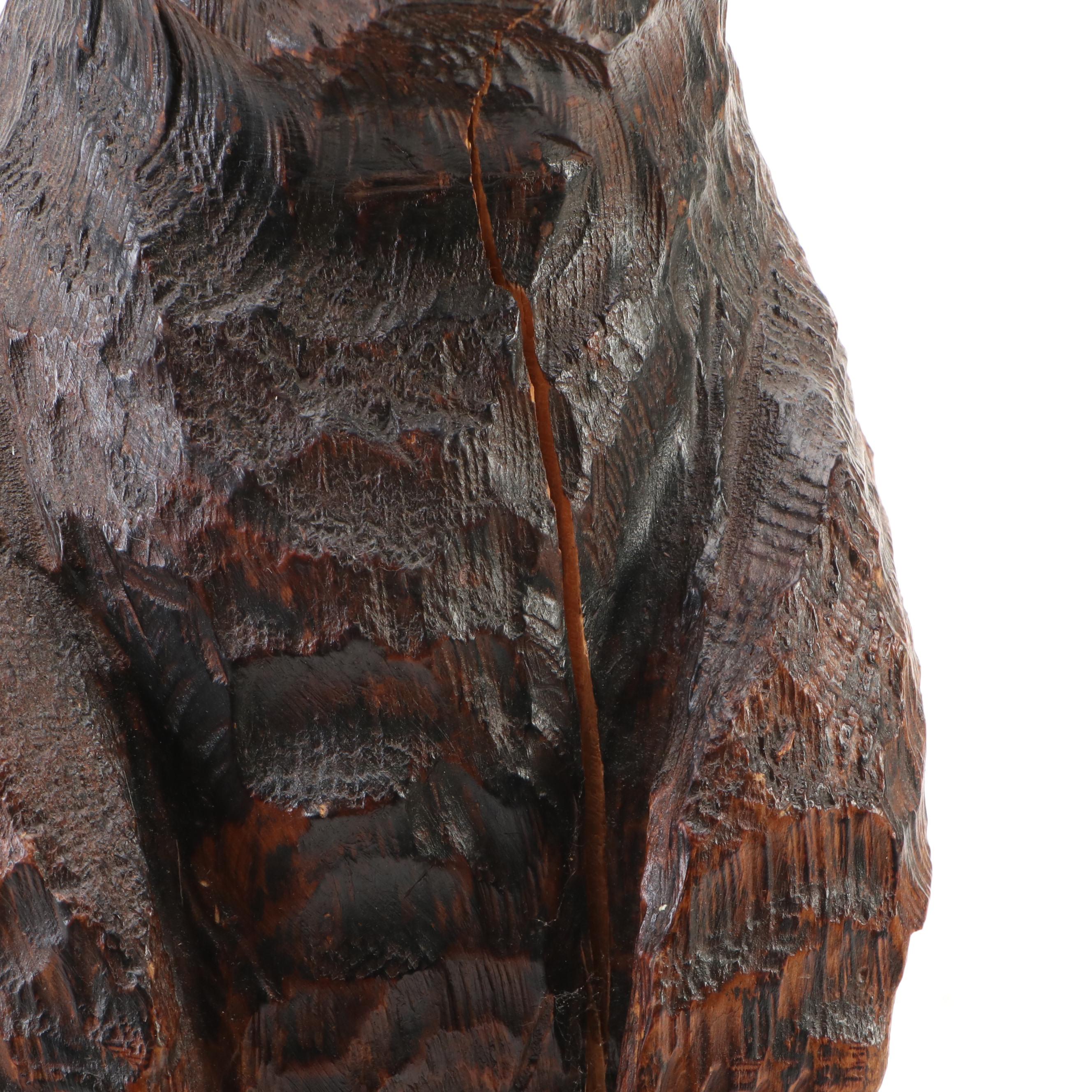 Handmade Chainsaw-Carved Black Bear Sculpture