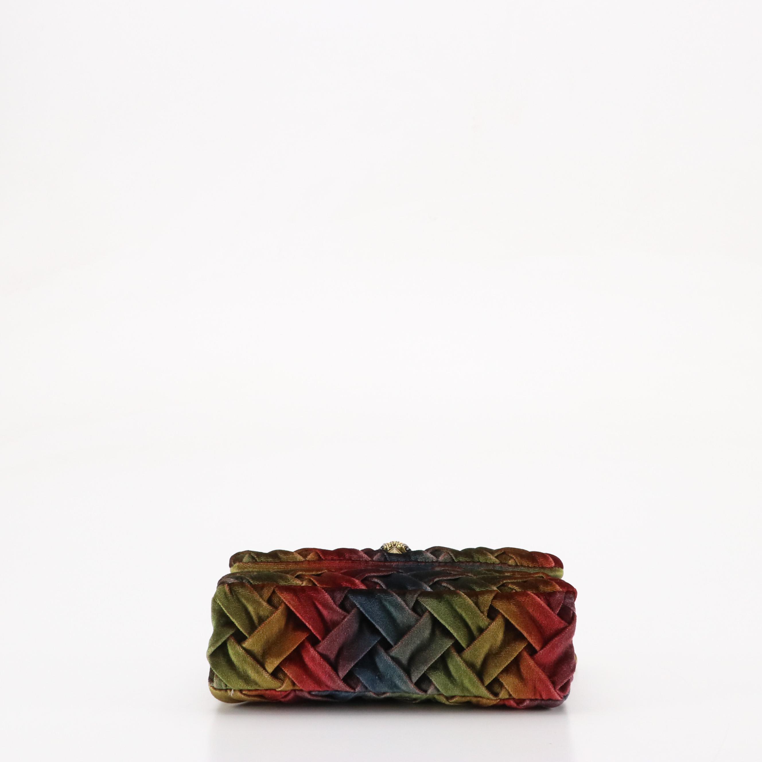 Kurt Geiger Mini Kensington Shoulder Bag in Multicolored Woven Velvet
