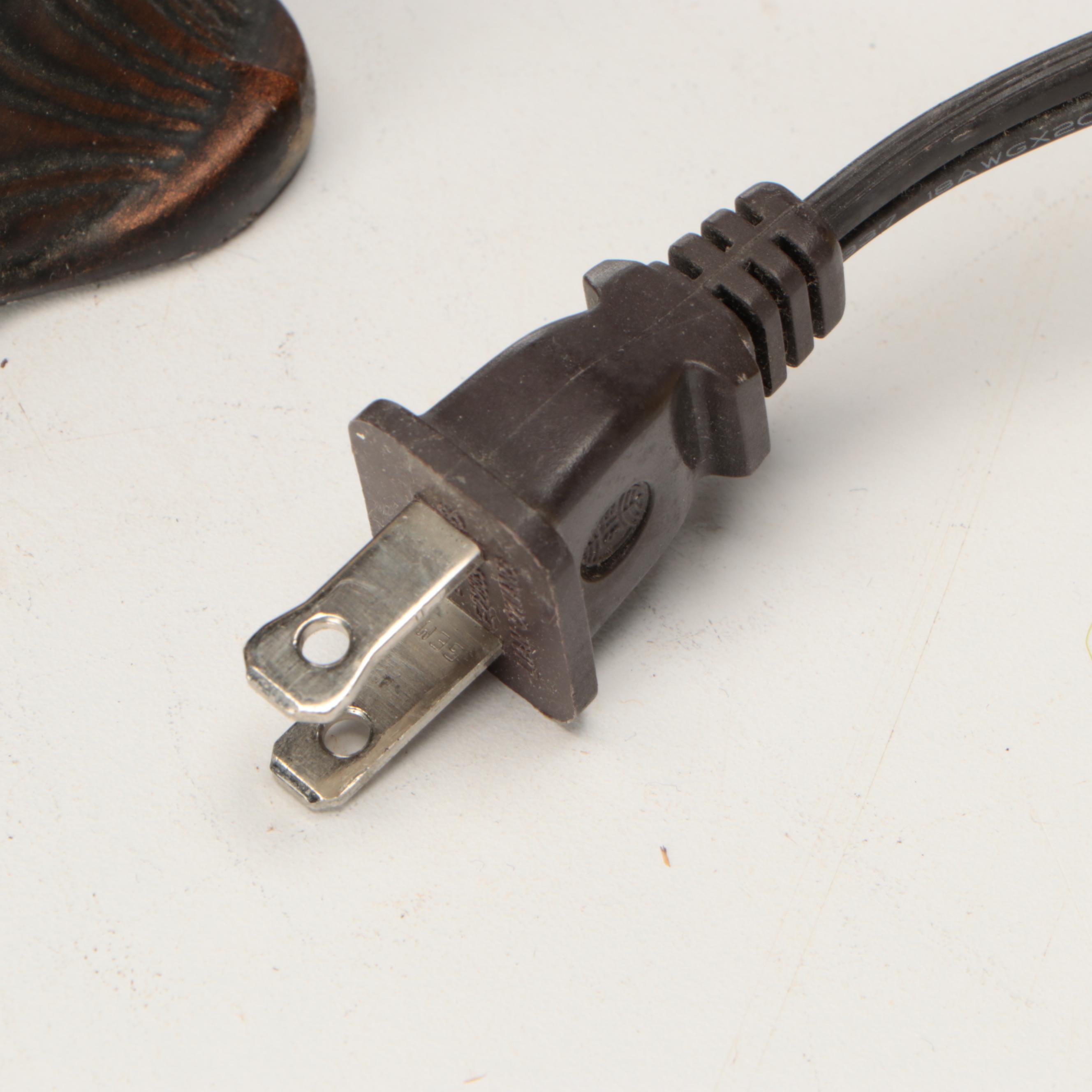 Dale Tiffany Hand-Painted Grape Leaf Glass Table Lamps with Printed Shades