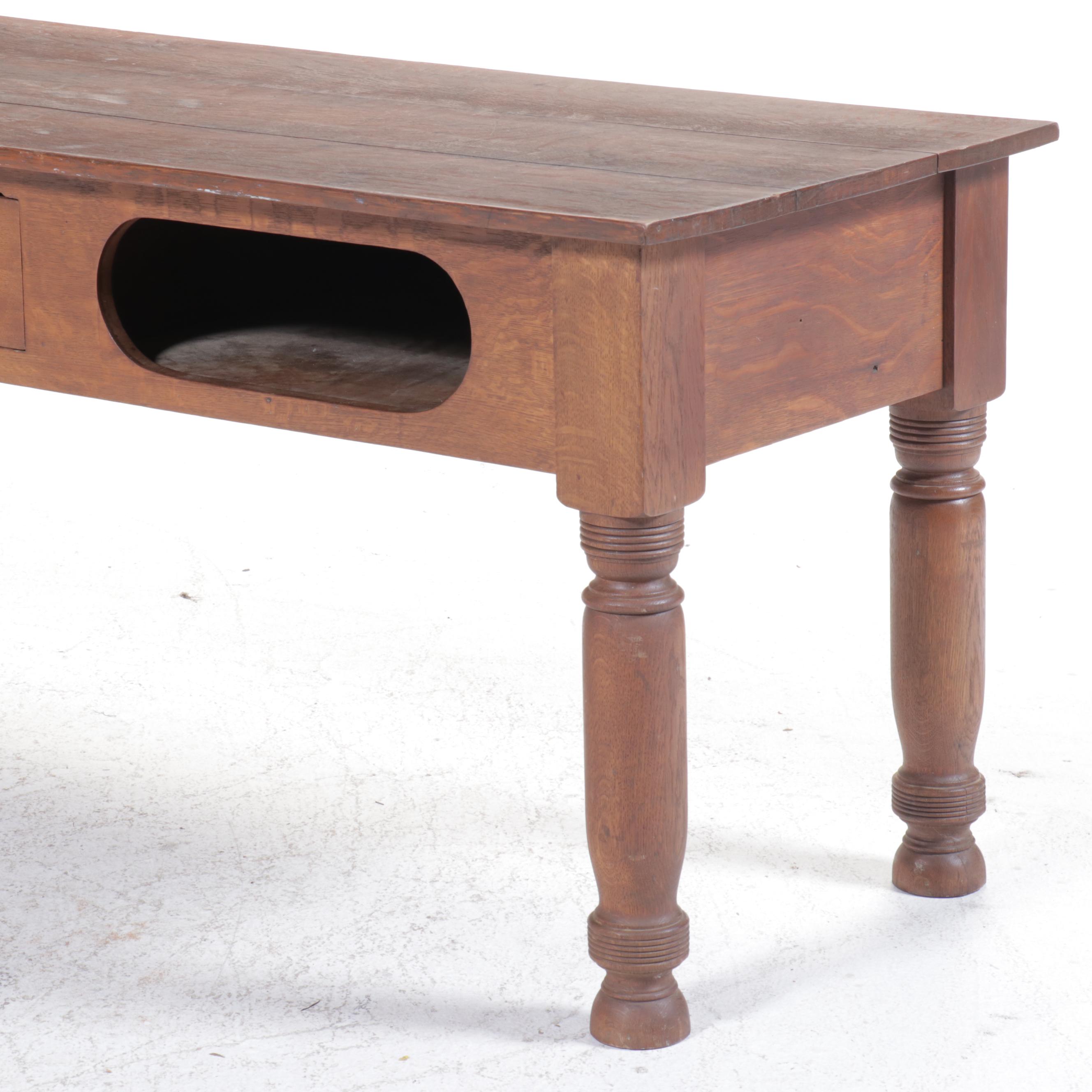 American Quartersawn Oak Tobacco Table, Late 19th / Early 20th Century