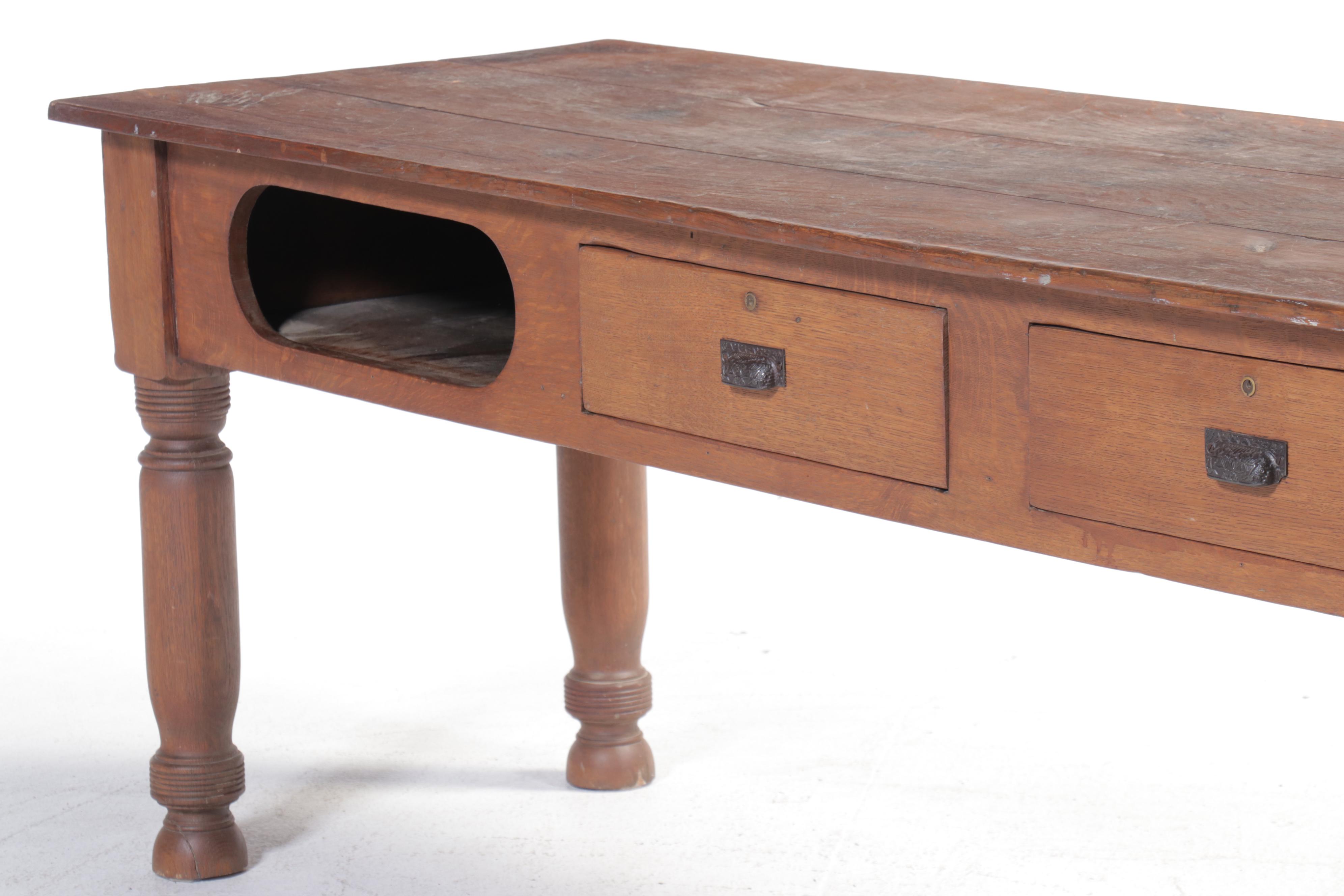 American Quartersawn Oak Tobacco Table, Late 19th / Early 20th Century