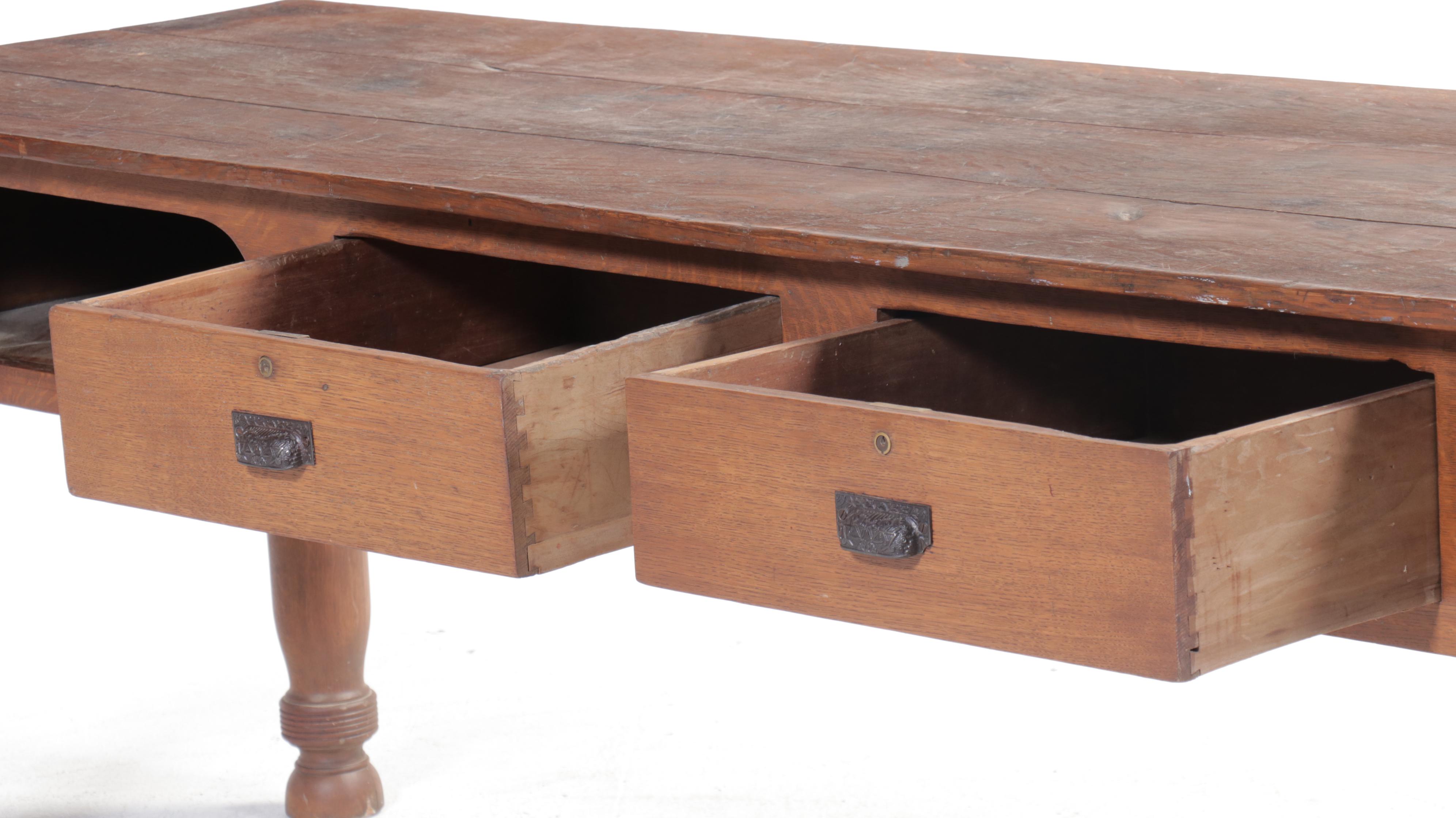 American Quartersawn Oak Tobacco Table, Late 19th / Early 20th Century