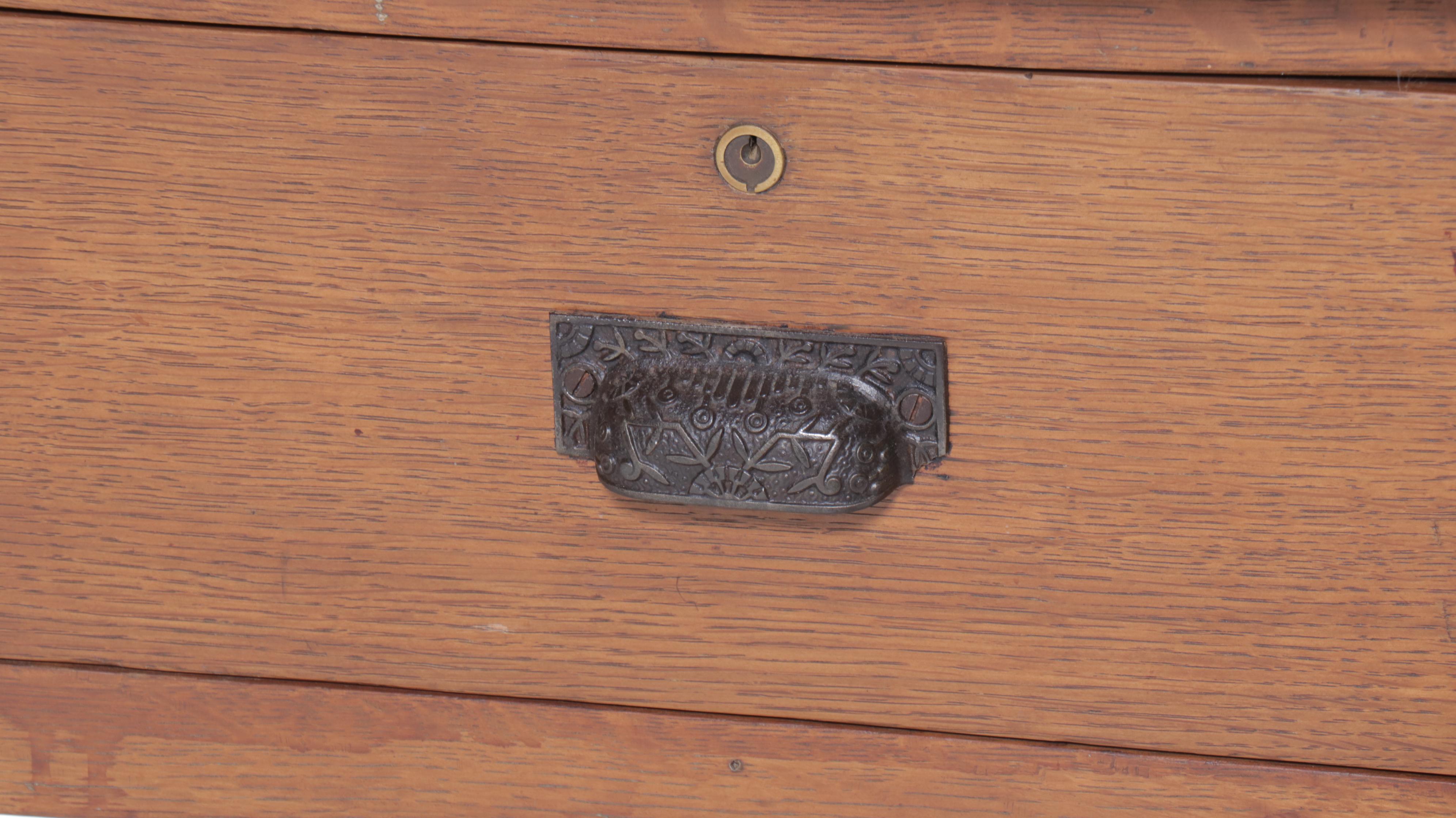 American Quartersawn Oak Tobacco Table, Late 19th / Early 20th Century