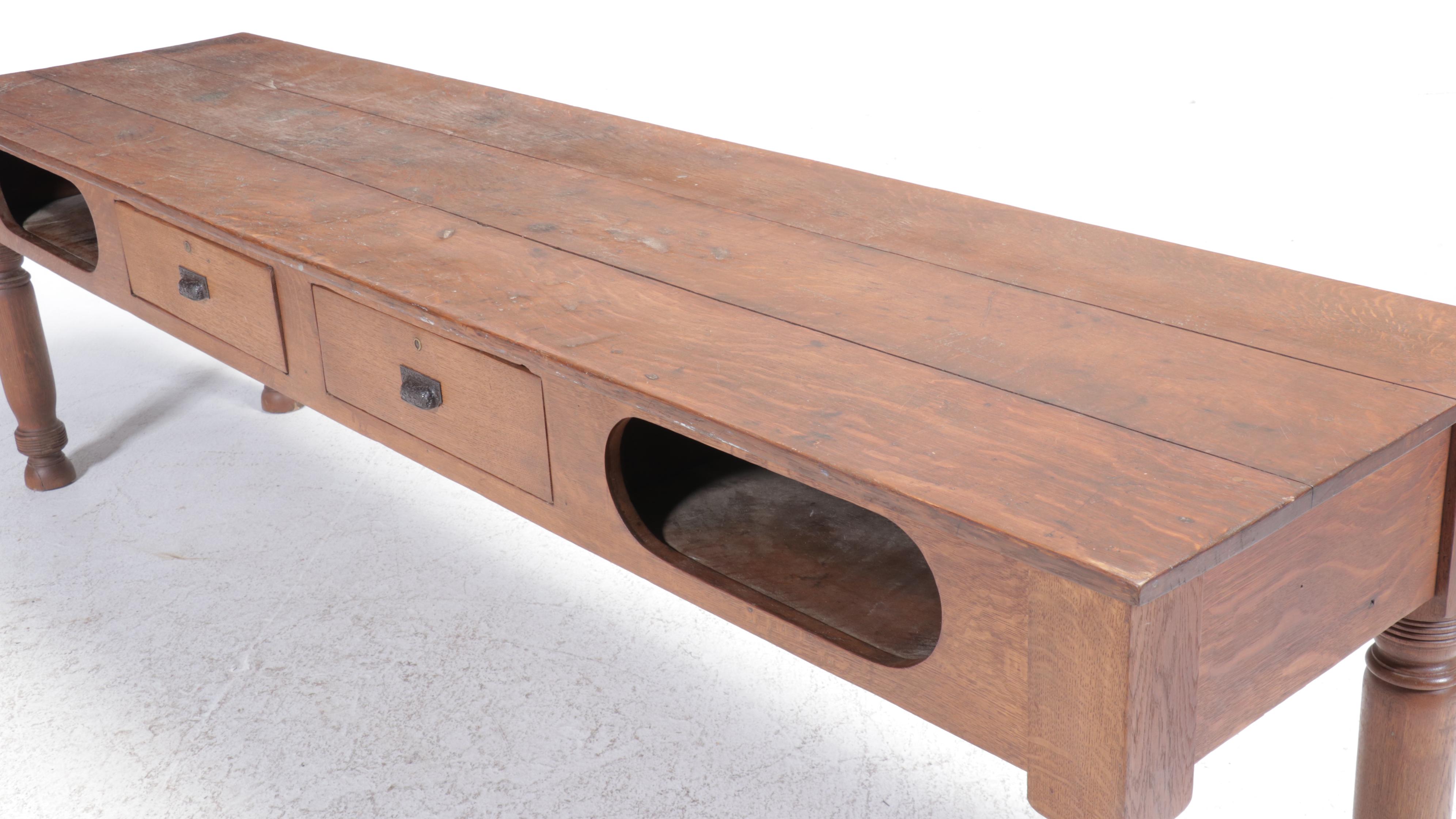 American Quartersawn Oak Tobacco Table, Late 19th / Early 20th Century