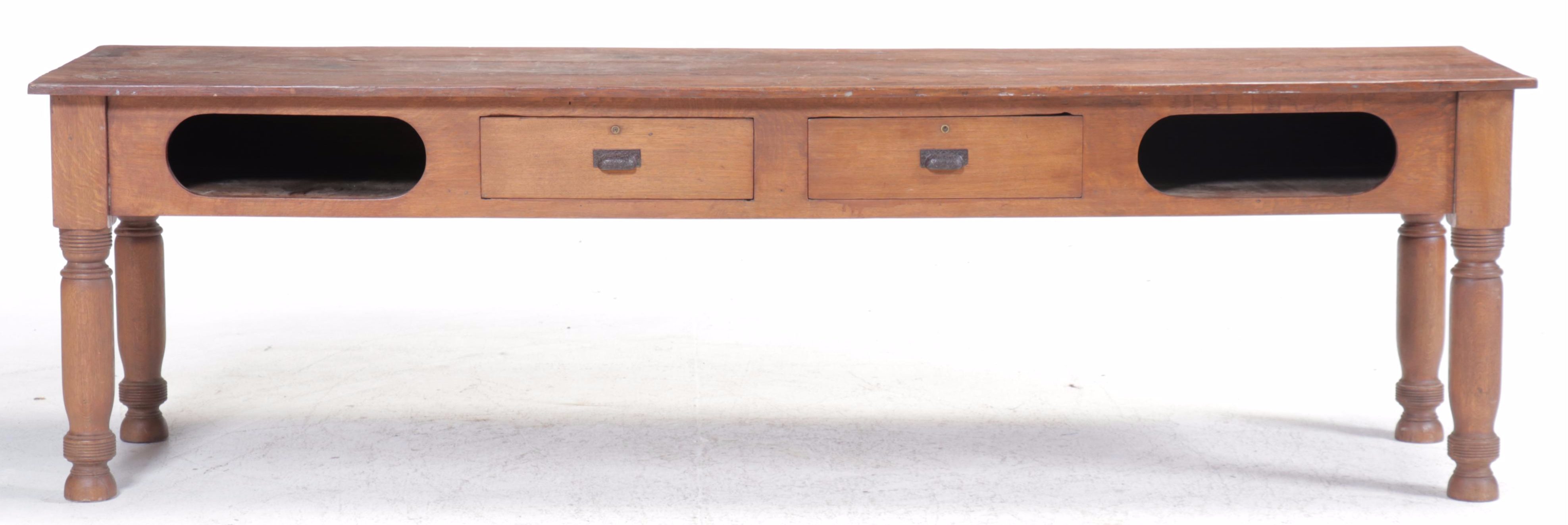 American Quartersawn Oak Tobacco Table, Late 19th / Early 20th Century