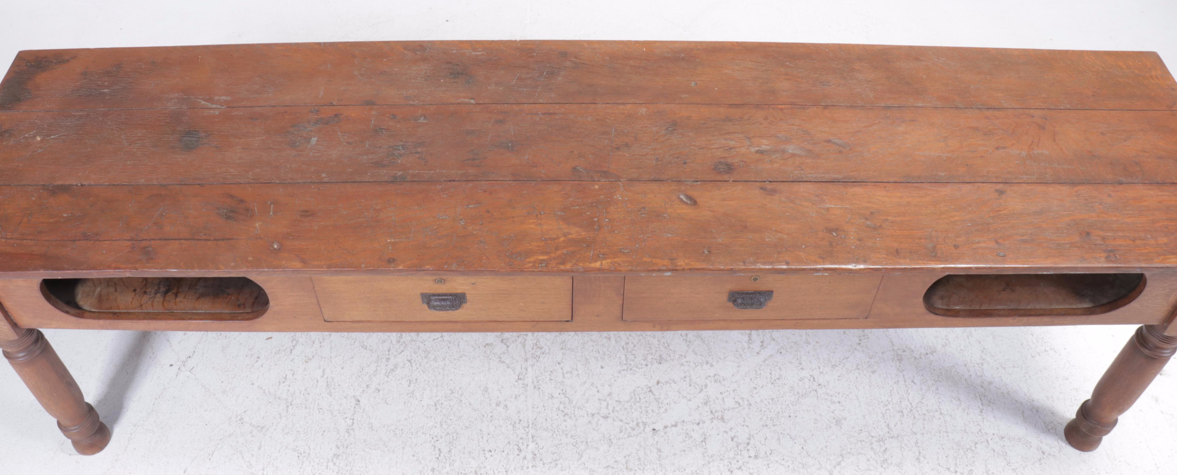 American Quartersawn Oak Tobacco Table, Late 19th / Early 20th Century