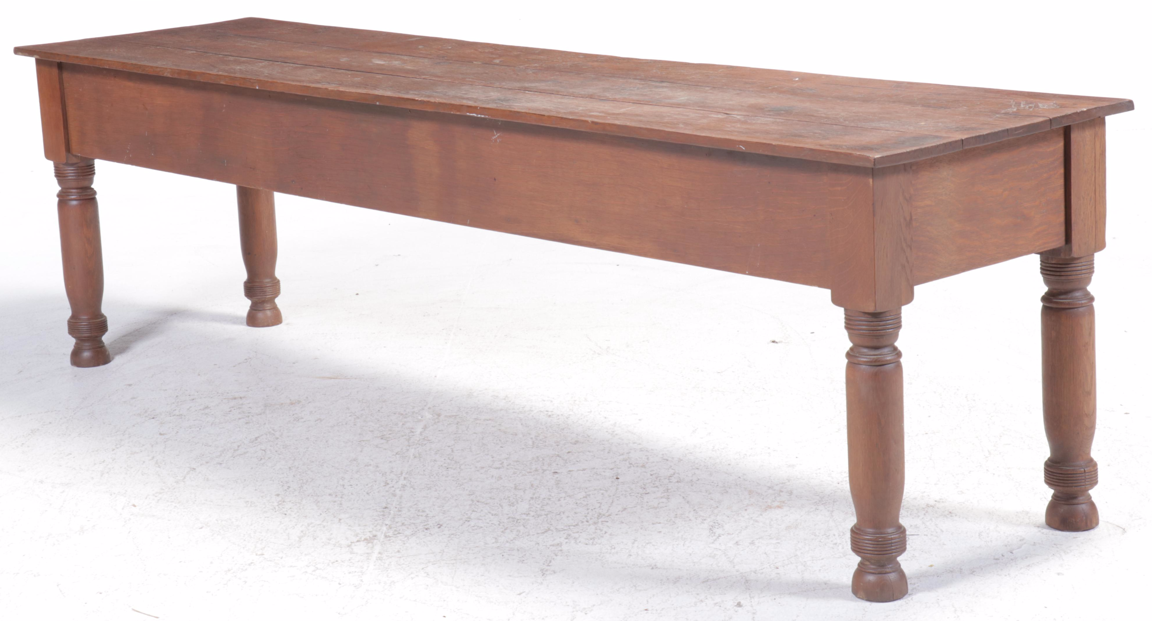 American Quartersawn Oak Tobacco Table, Late 19th / Early 20th Century