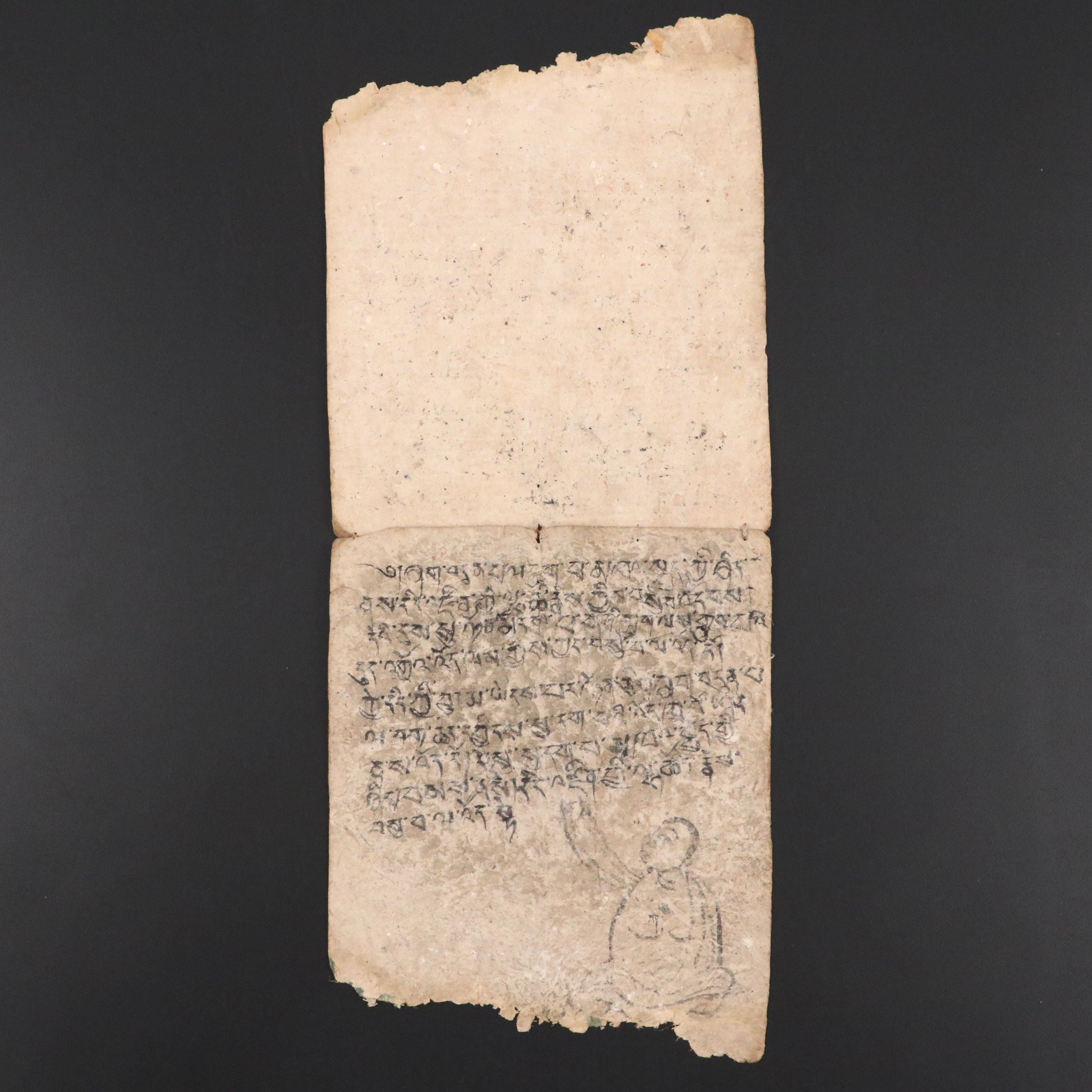 Antique Tibetan Kama Sutra Mineral Painting Fragment