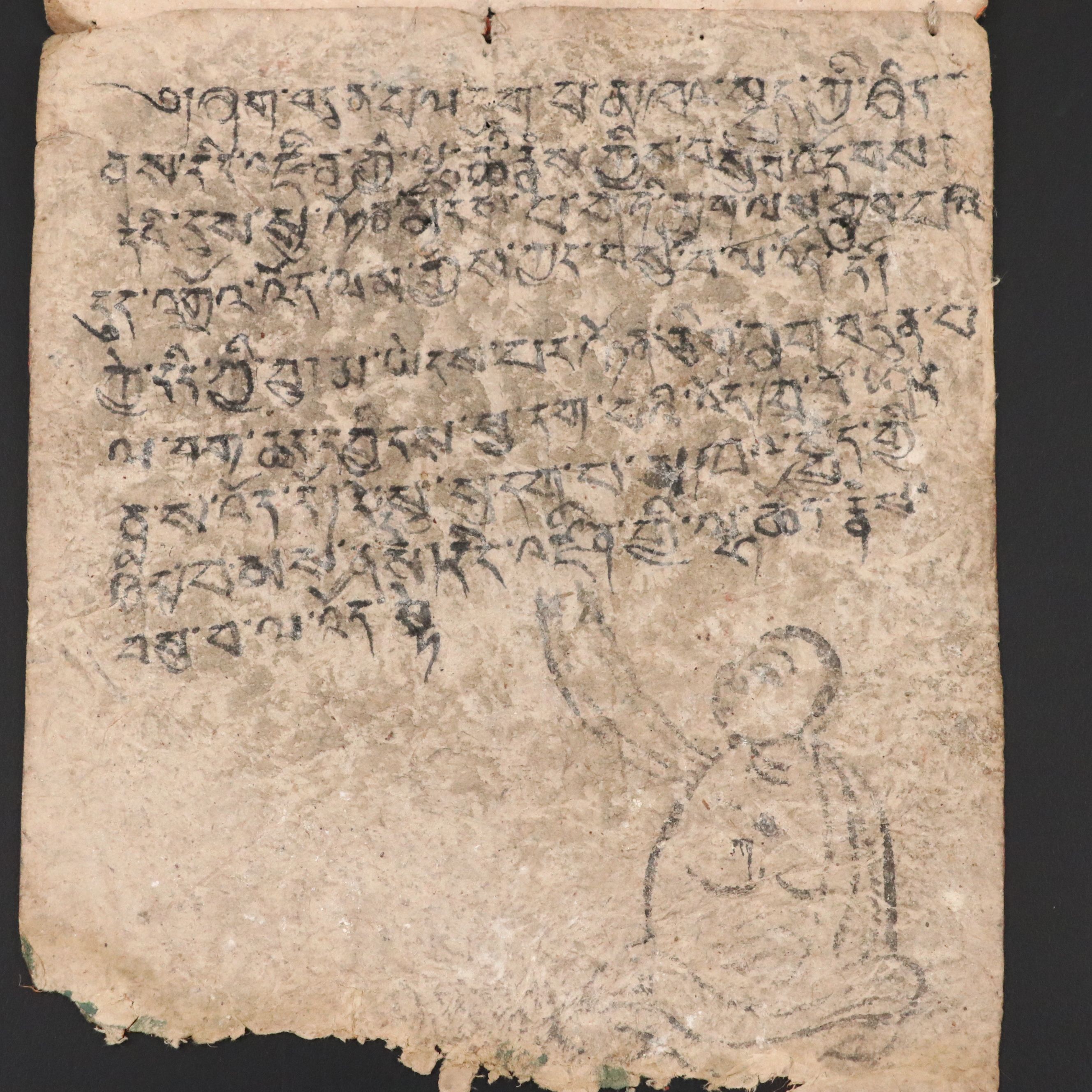 Antique Tibetan Kama Sutra Mineral Painting Fragment