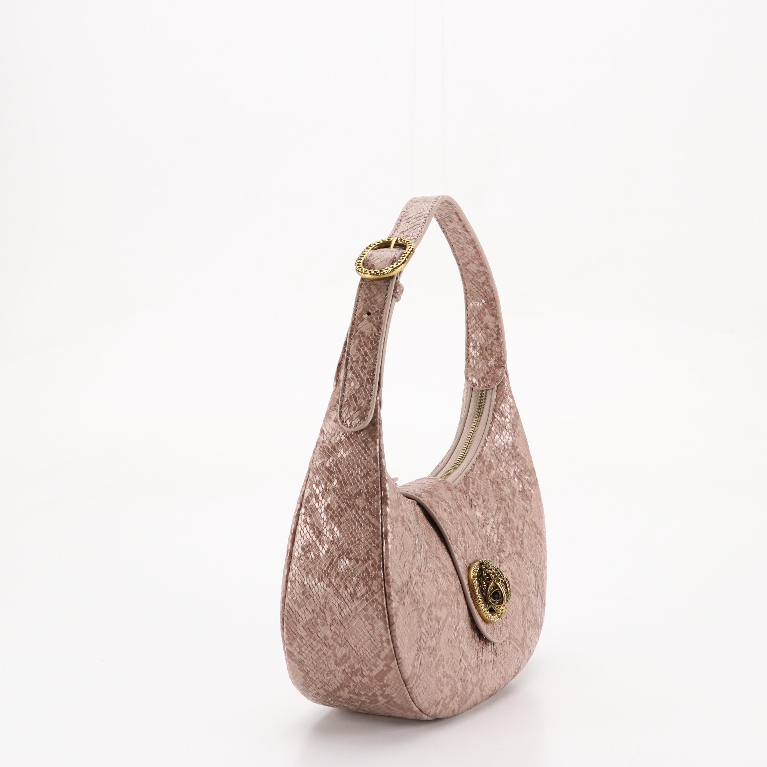 Kurt Geiger Chelsea Hobo Shoulder Bag in Pink Embossed Snakeskin