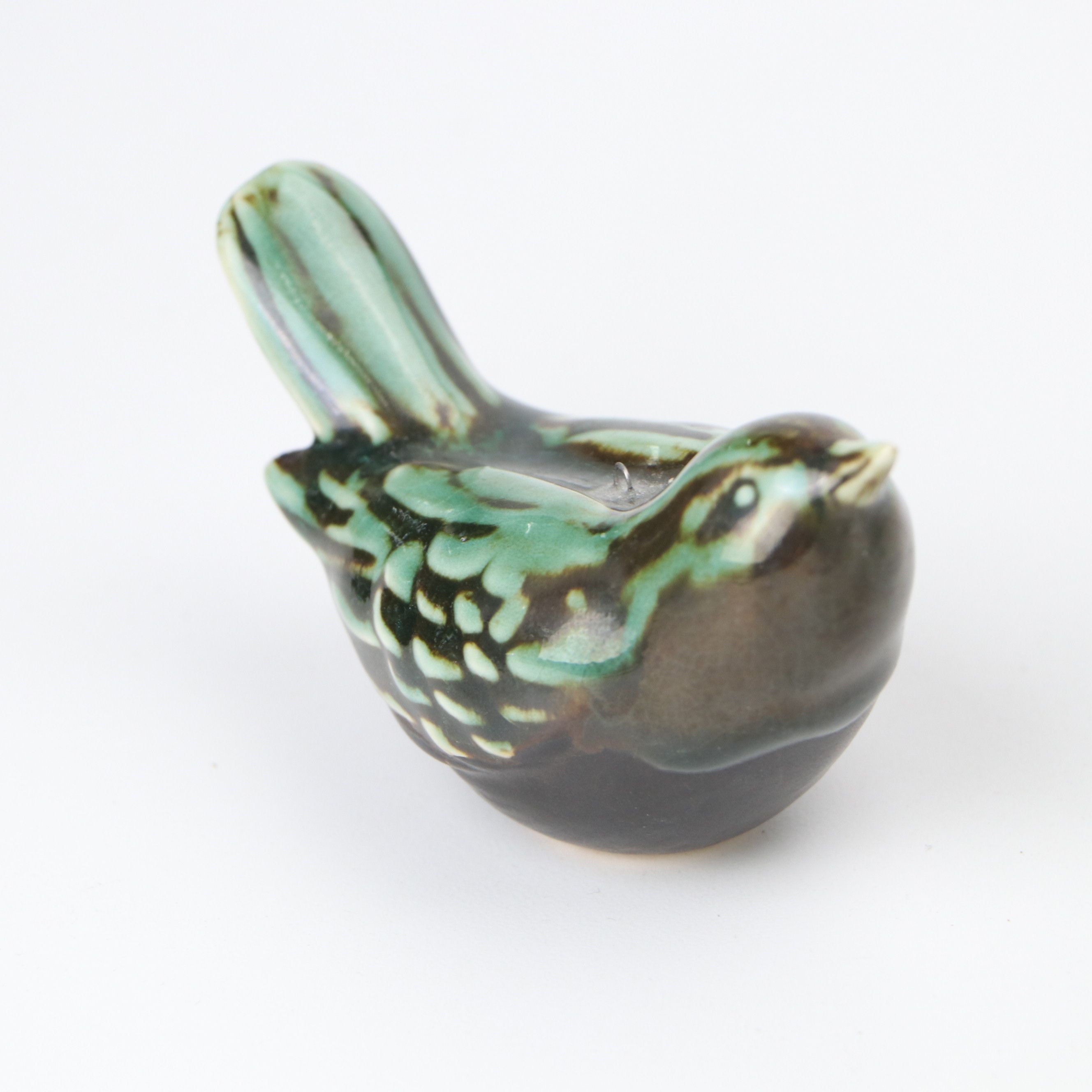 Black Forest Style Carved Walnut Tray with Ceramic Figurines and Other Décor