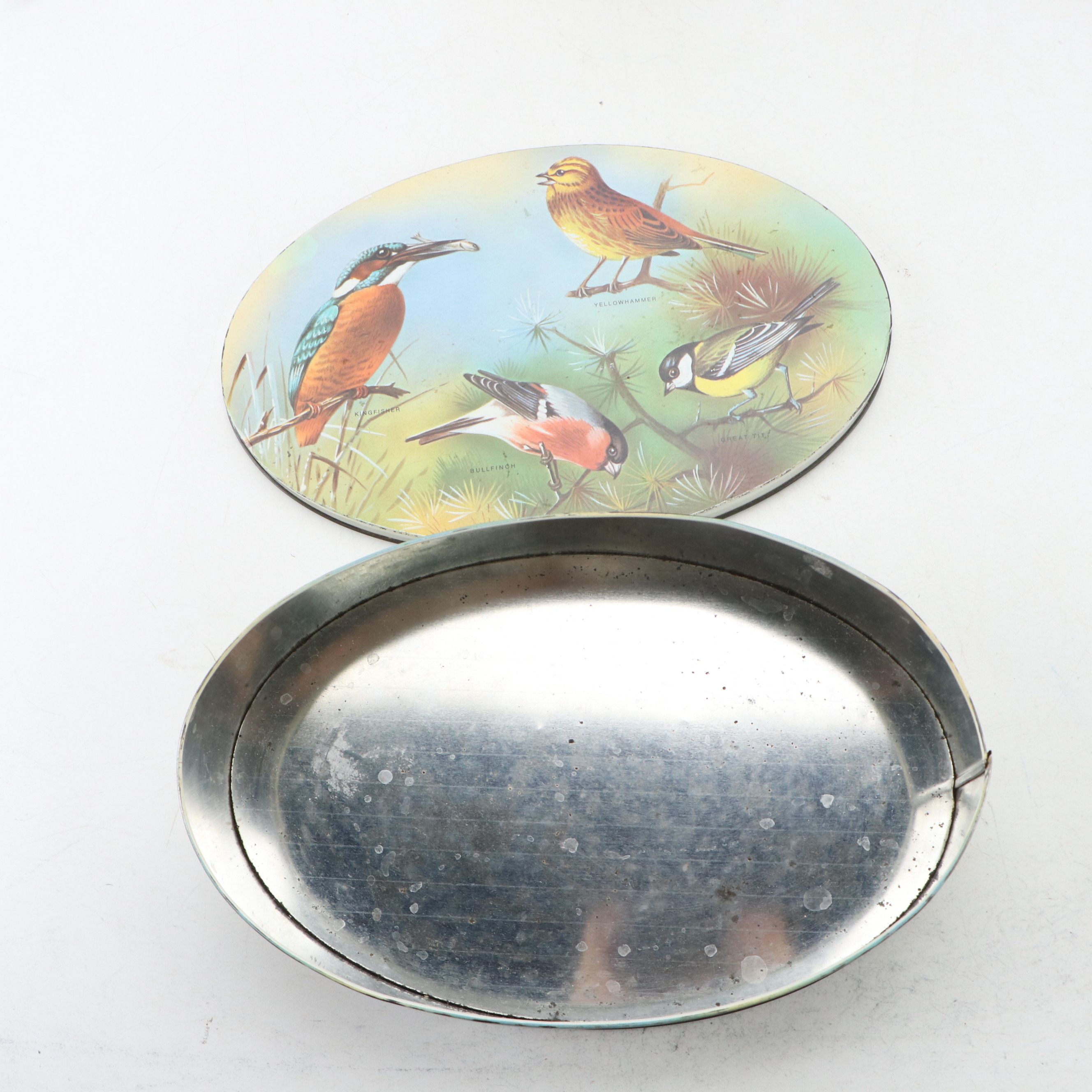 Black Forest Style Carved Walnut Tray with Ceramic Figurines and Other Décor