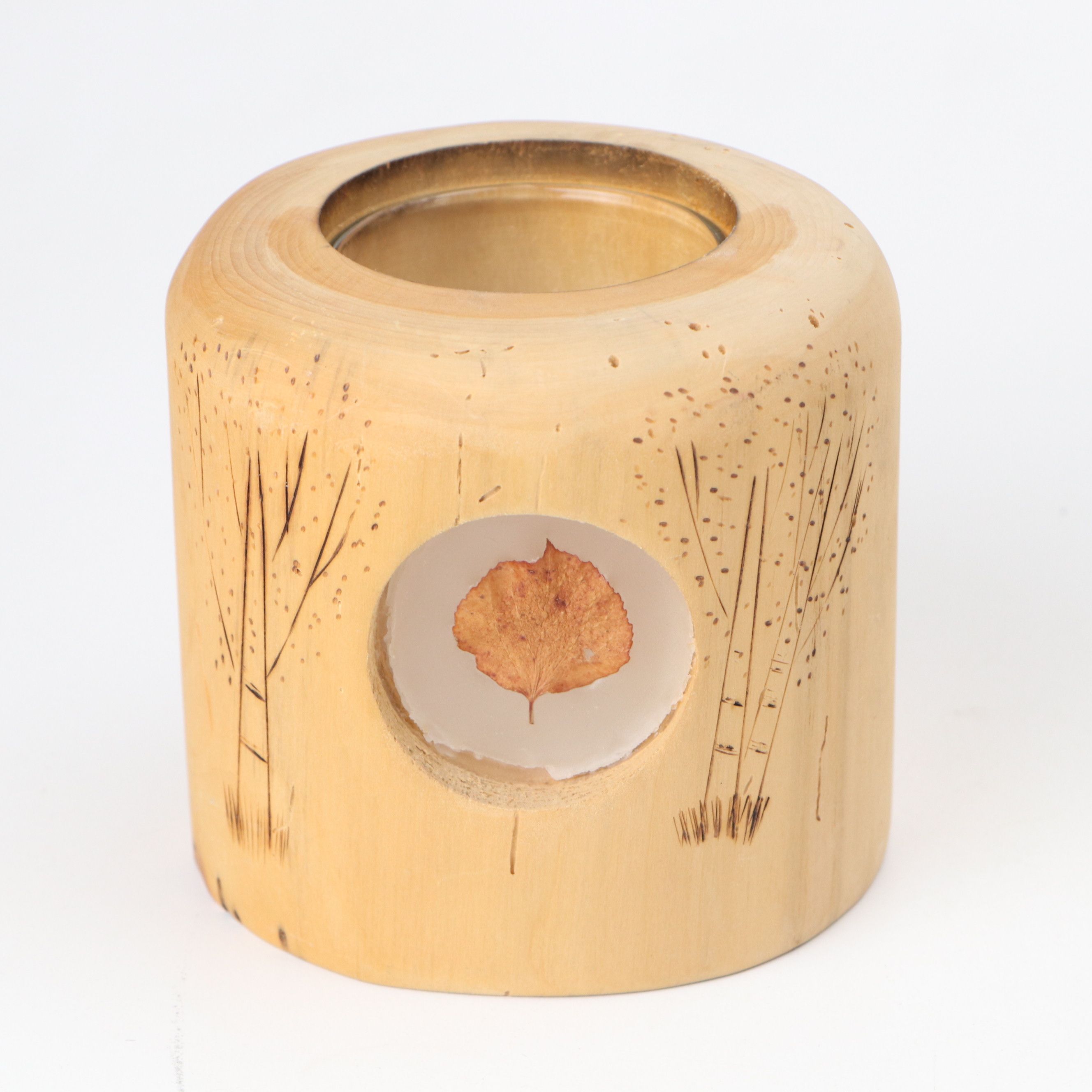 Black Forest Style Carved Walnut Tray with Ceramic Figurines and Other Décor