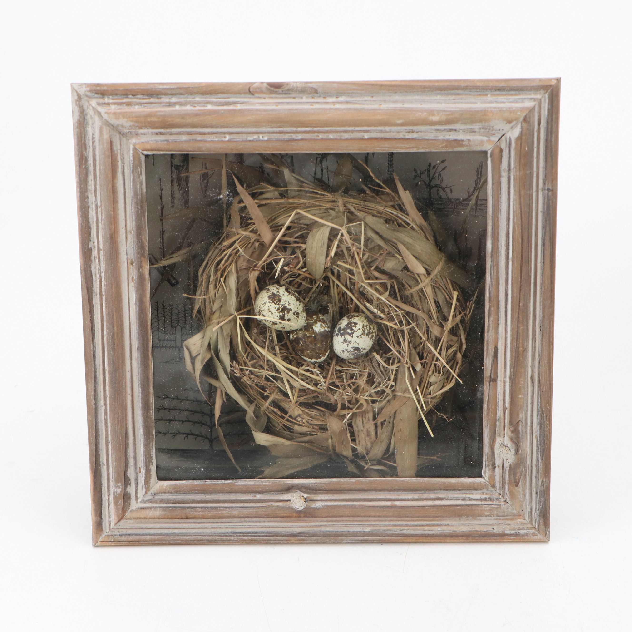 Black Forest Style Carved Walnut Tray with Ceramic Figurines and Other Décor