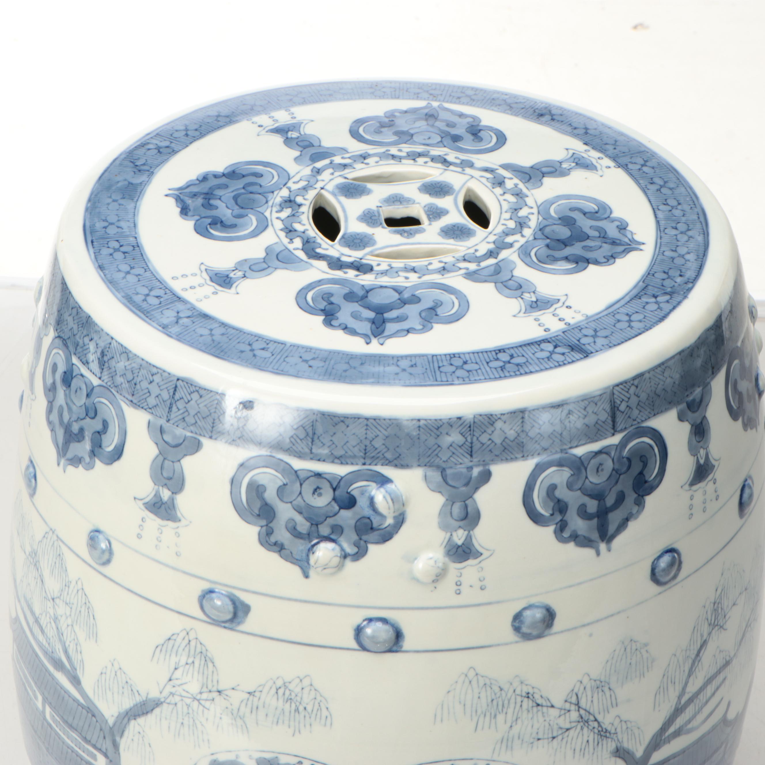 Chinese Blue on White Porcelain Garden Seat