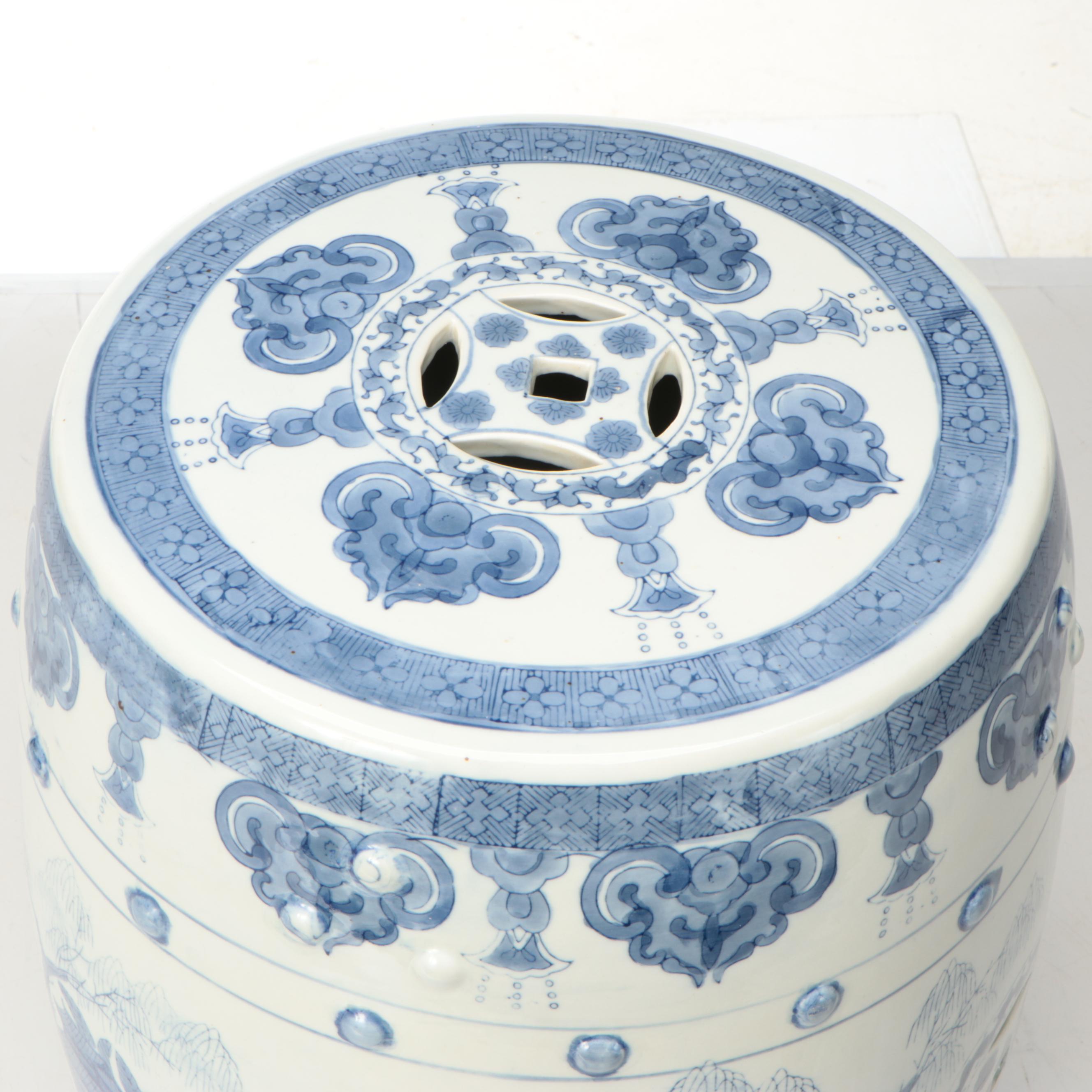 Chinese Blue on White Porcelain Garden Seat