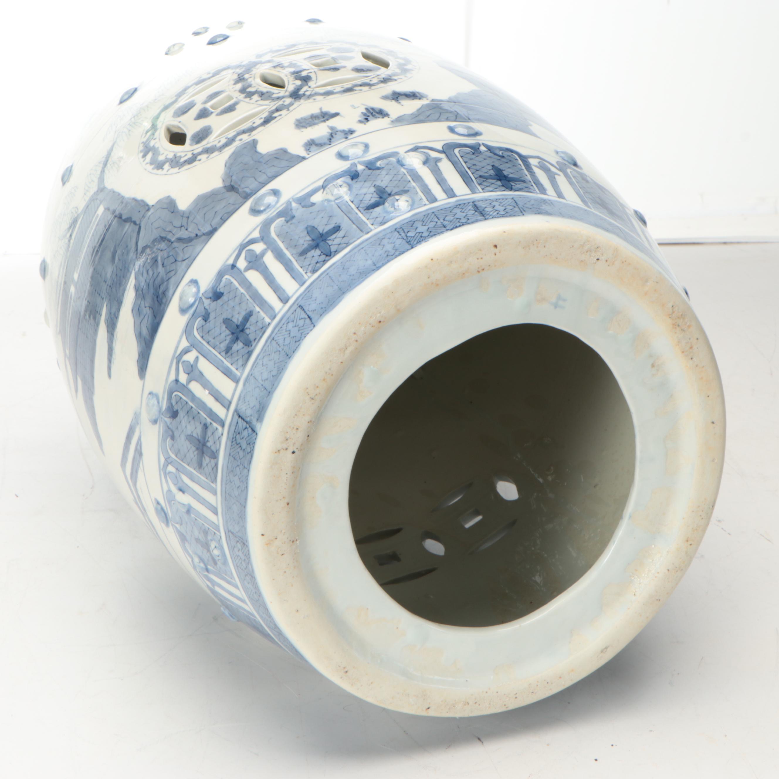 Chinese Blue on White Porcelain Garden Seat