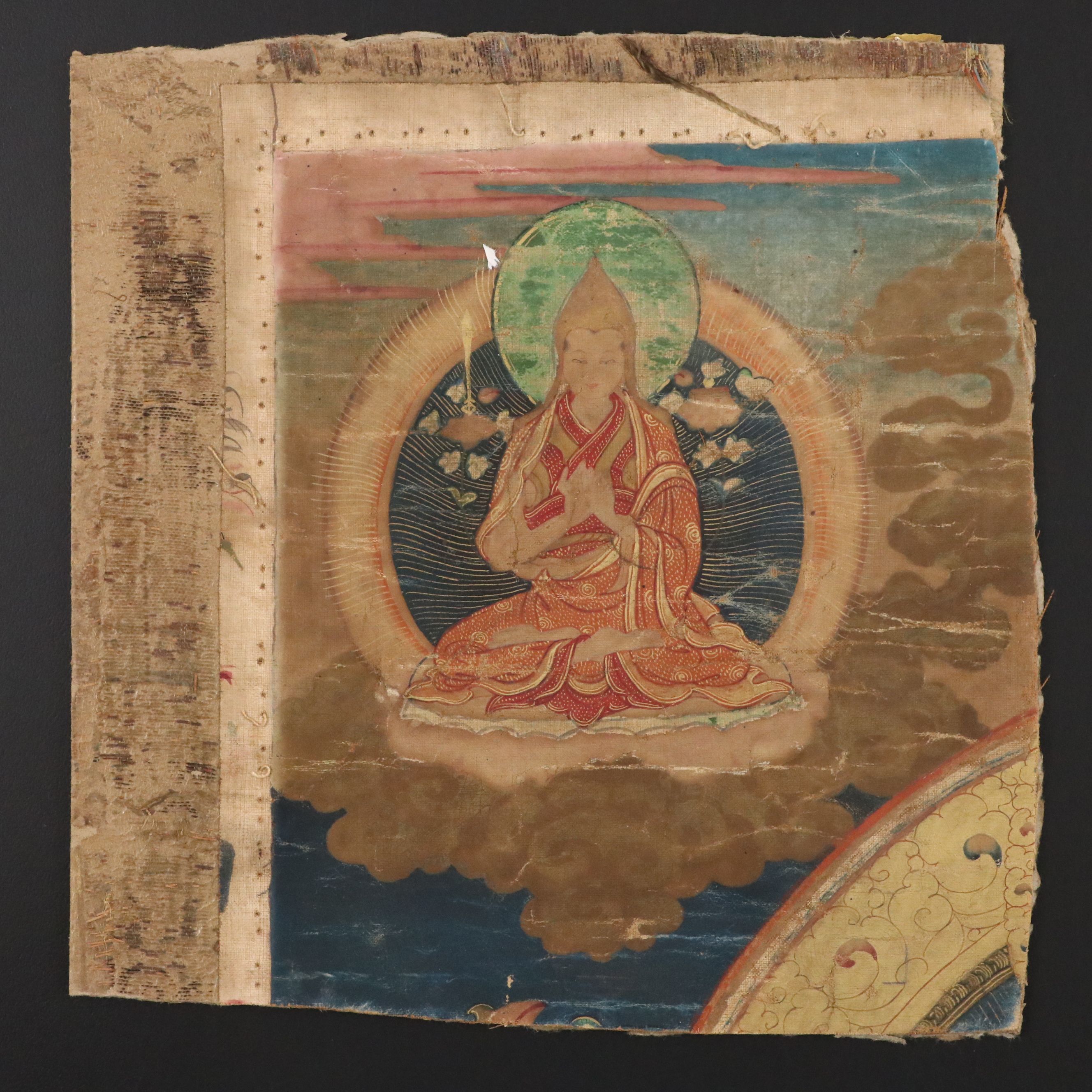 Antique Himalayan Tibetan Thangka Painting Fragments, 18th Century or Earlier