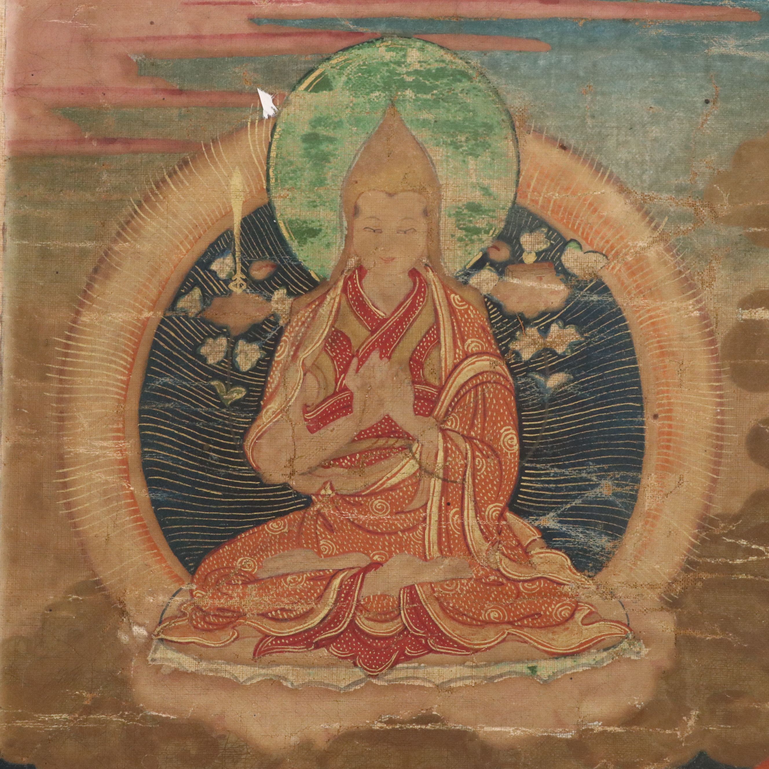 Antique Himalayan Tibetan Thangka Painting Fragments, 18th Century or Earlier