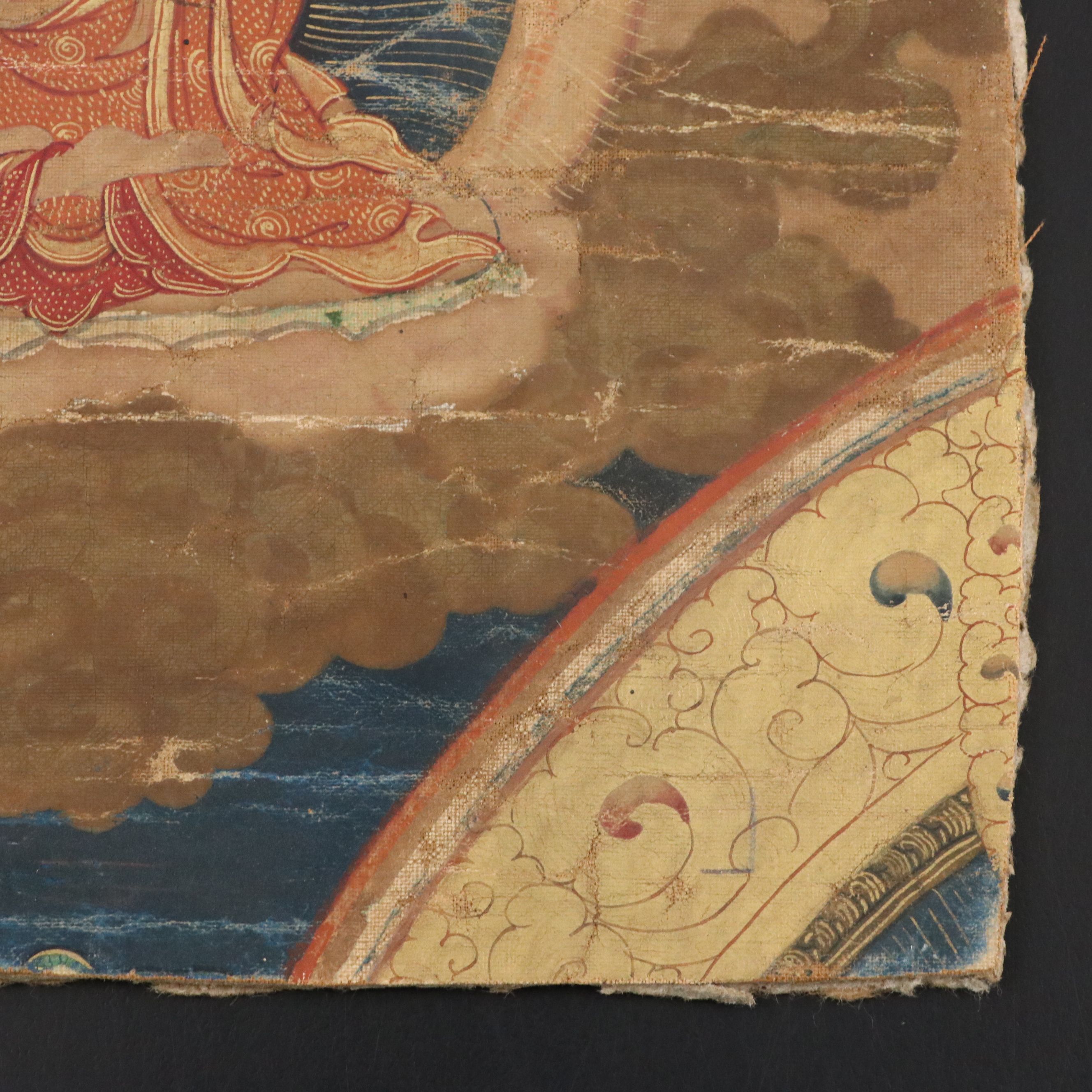 Antique Himalayan Tibetan Thangka Painting Fragments, 18th Century or Earlier