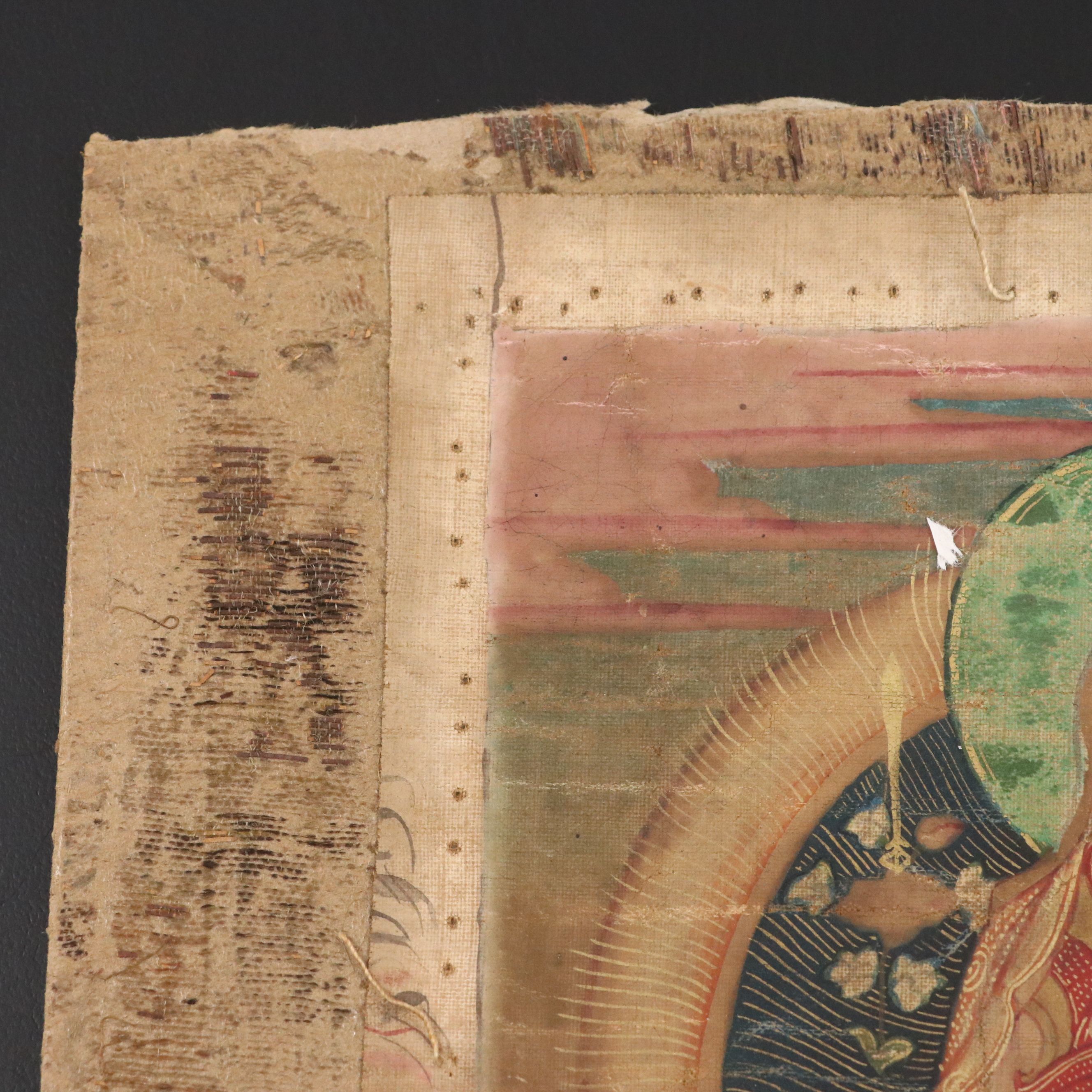 Antique Himalayan Tibetan Thangka Painting Fragments, 18th Century or Earlier