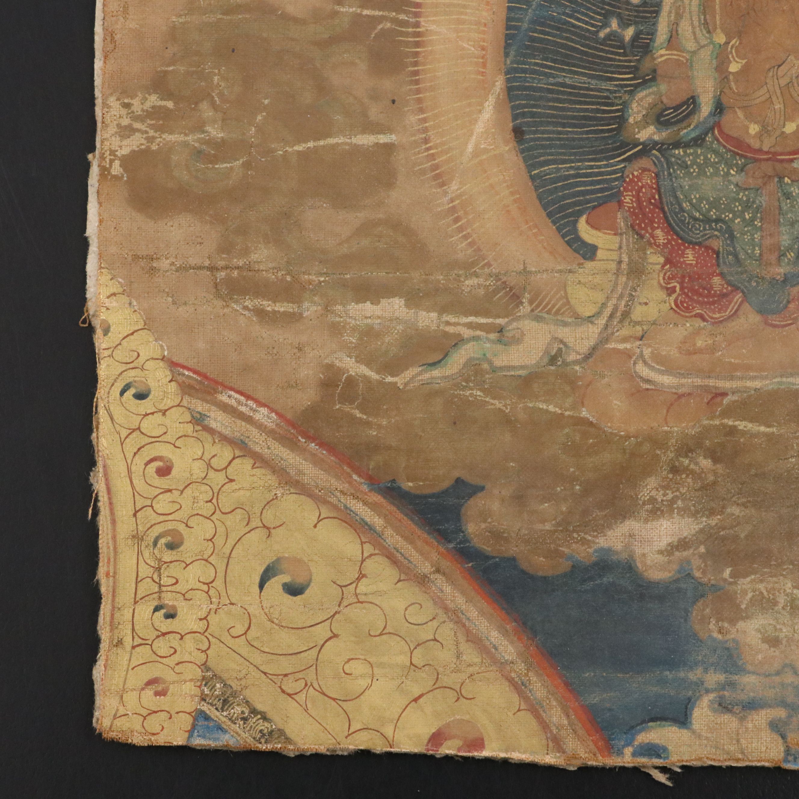 Antique Himalayan Tibetan Thangka Painting Fragments, 18th Century or Earlier