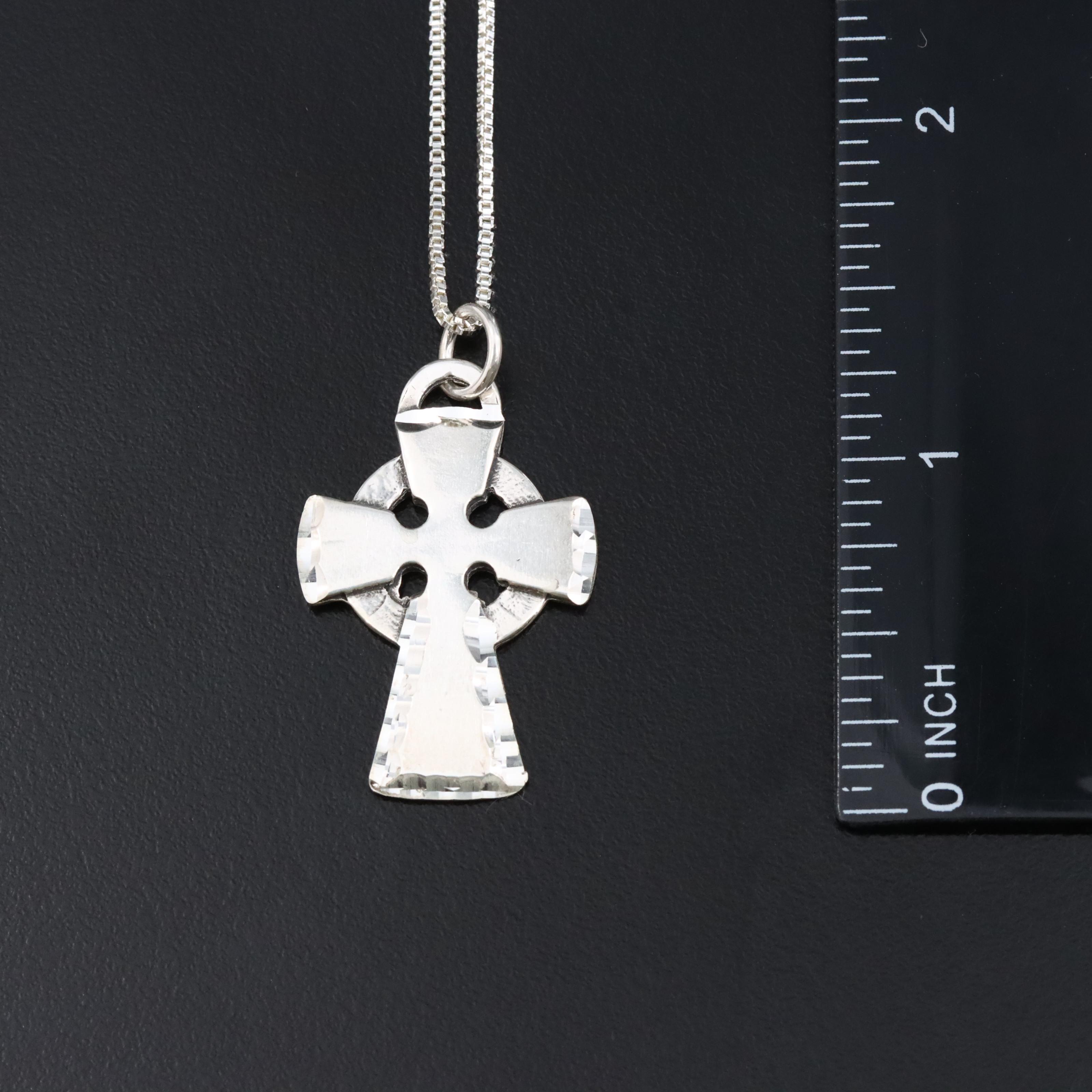 Sterling Celtic Cross and Inspirational Quote Pendant Necklaces