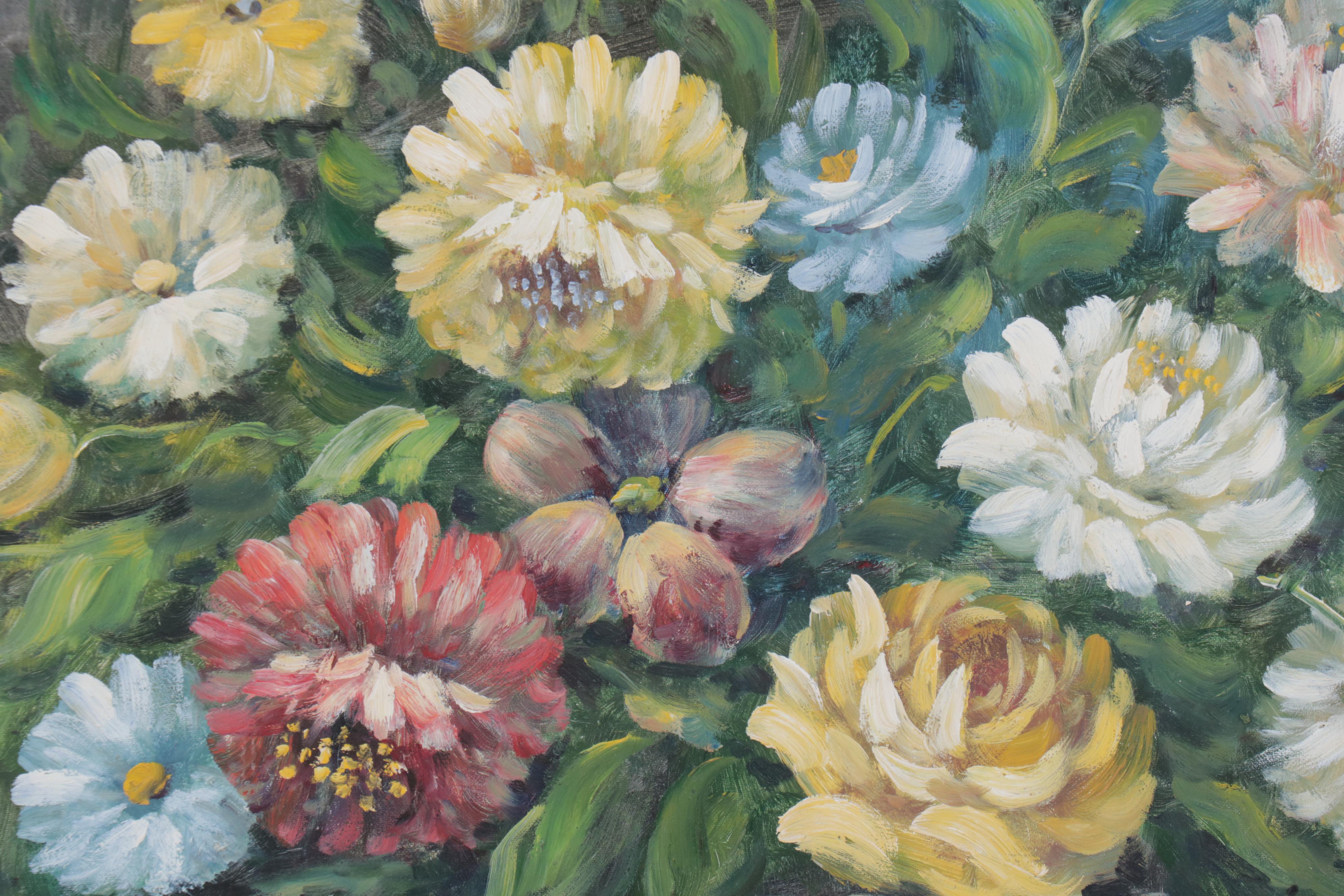 Ruth Wilcox Large-Scale Floral Still Life Oil Painting, Circa 2000