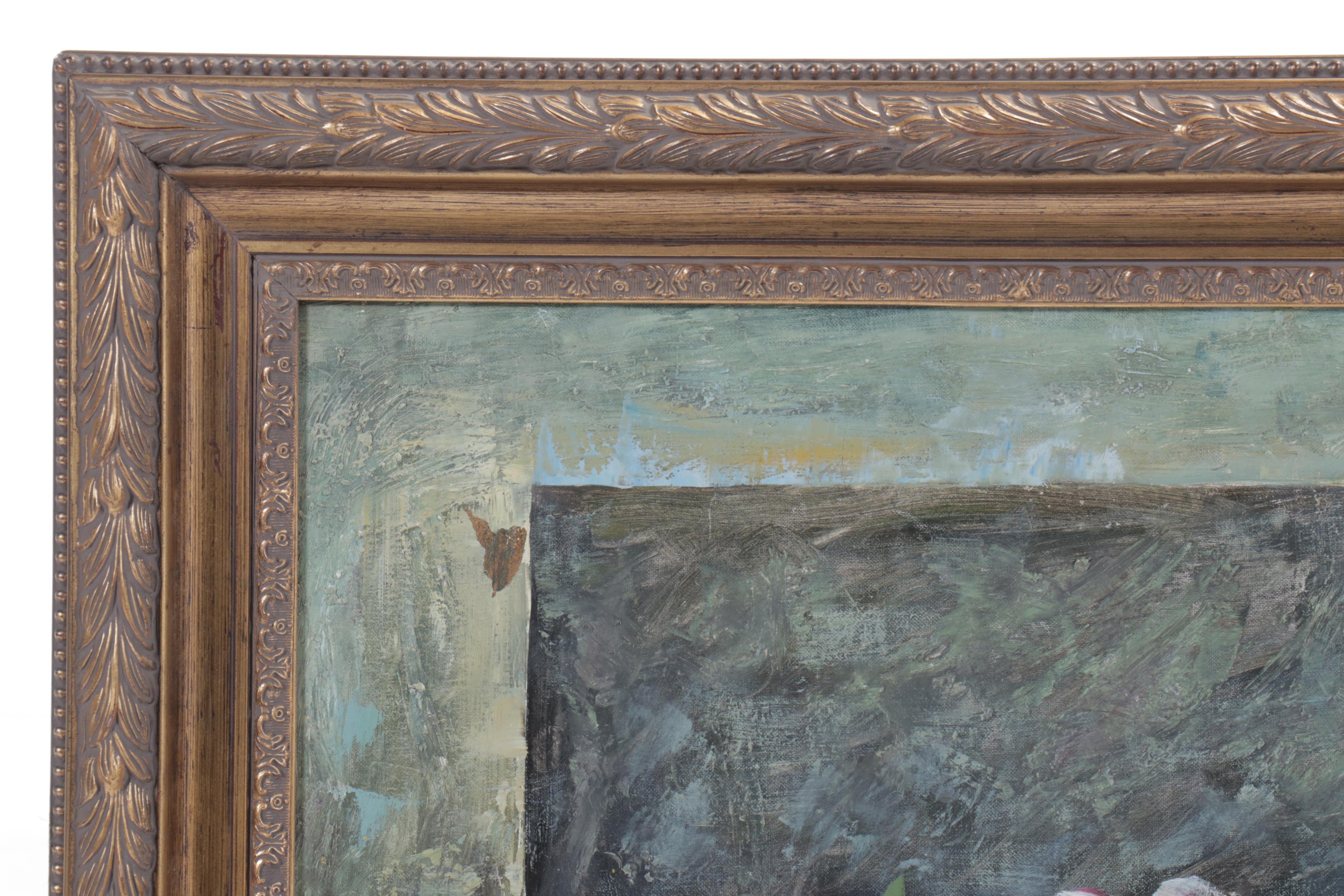 Ruth Wilcox Large-Scale Floral Still Life Oil Painting, Circa 2000