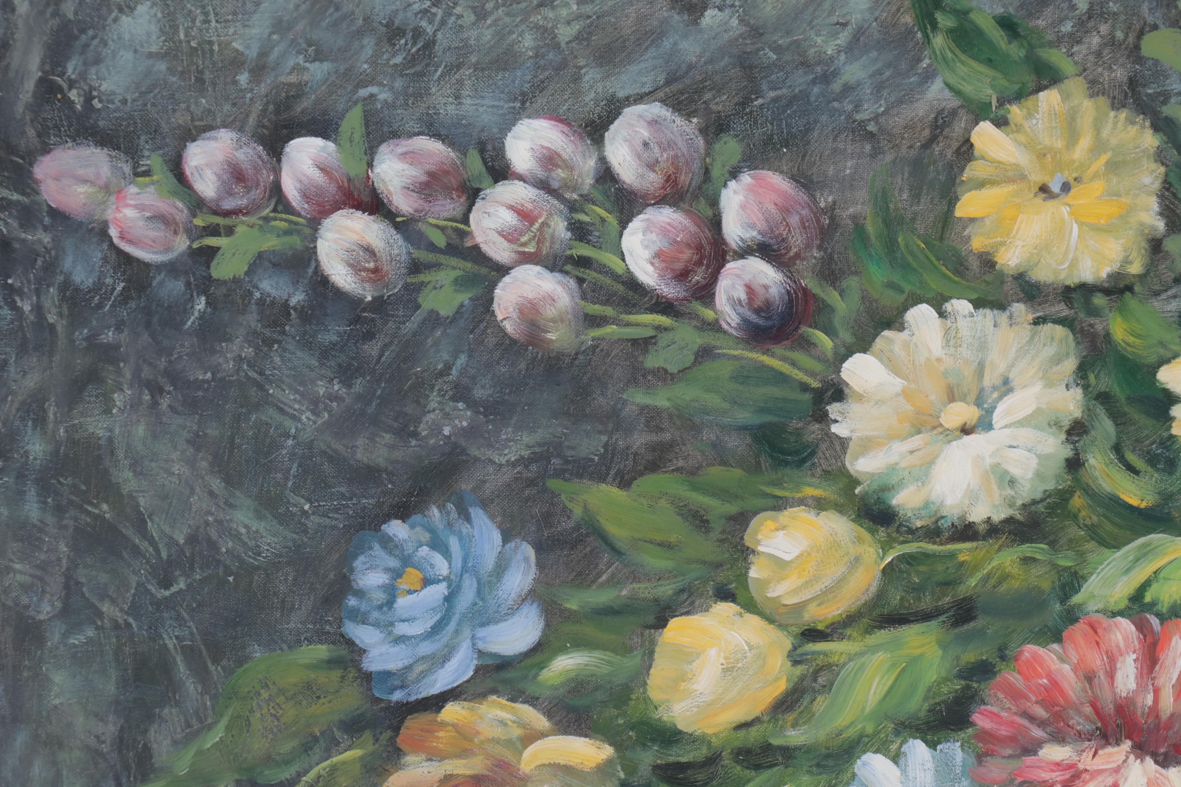 Ruth Wilcox Large-Scale Floral Still Life Oil Painting, Circa 2000