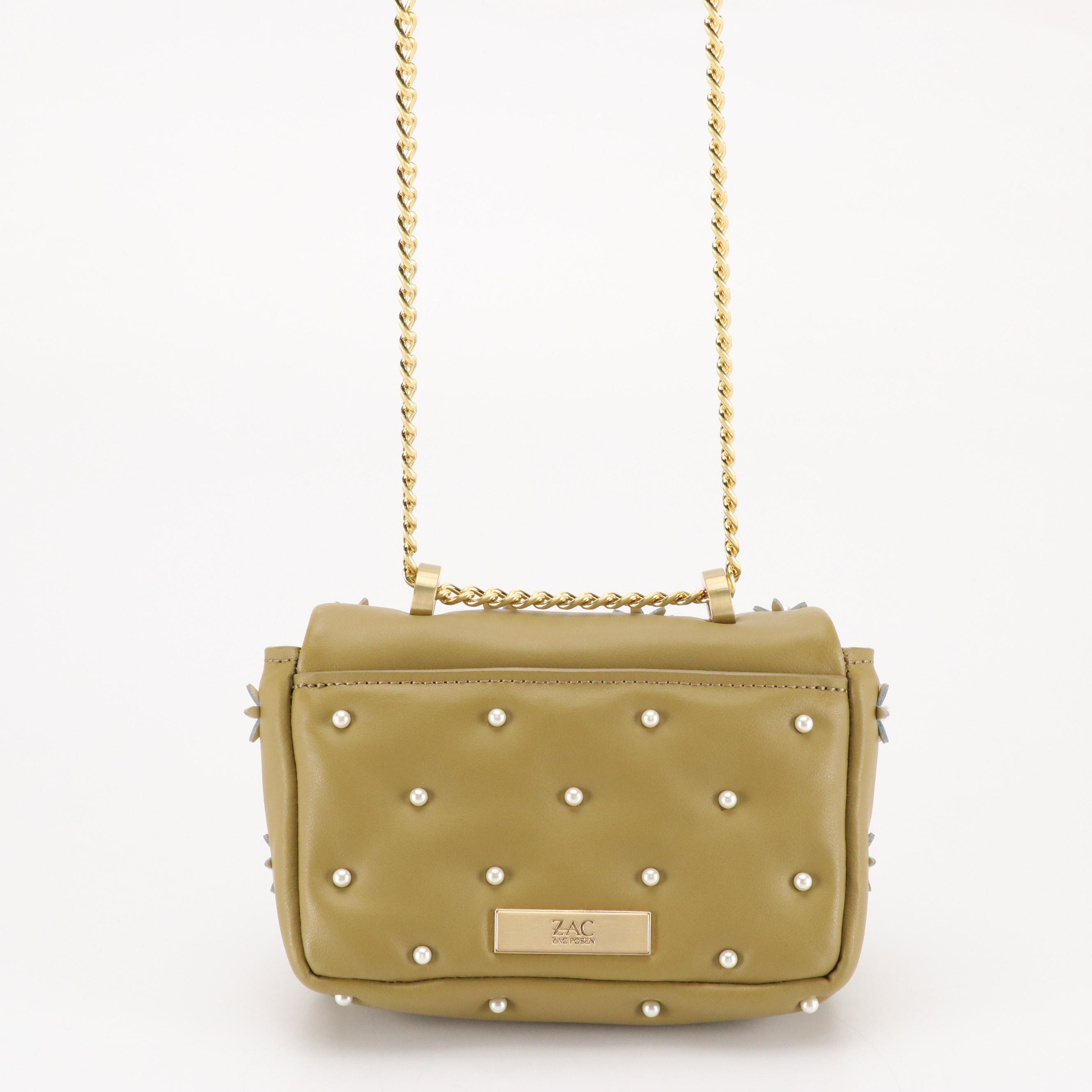 Zac Posen Earthette Floral Appliqué and Top Zip Shoulder Bags in Leather