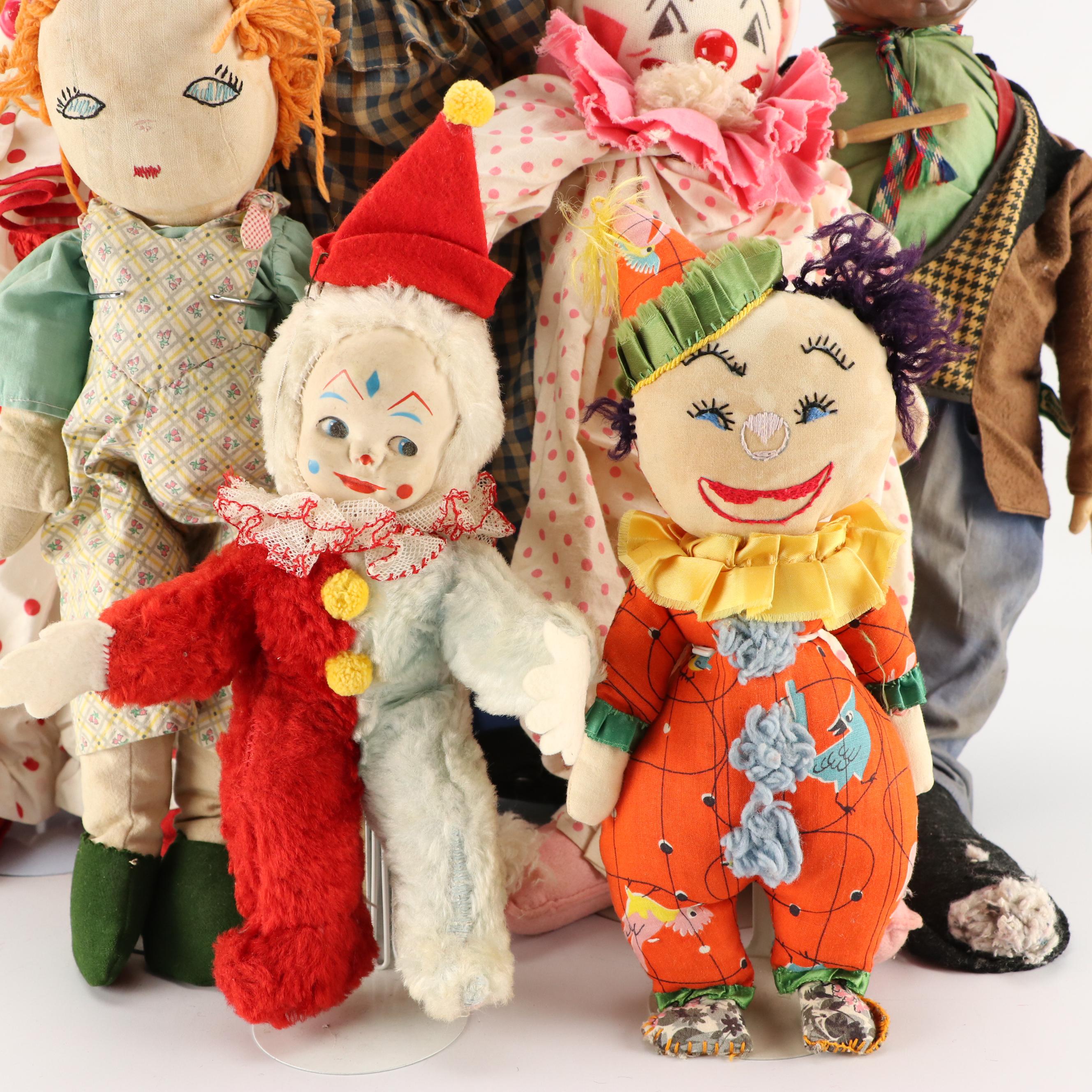 Bozo the Clown with Gund Mfg. Co and Other Mask Face and Cloth Dolls