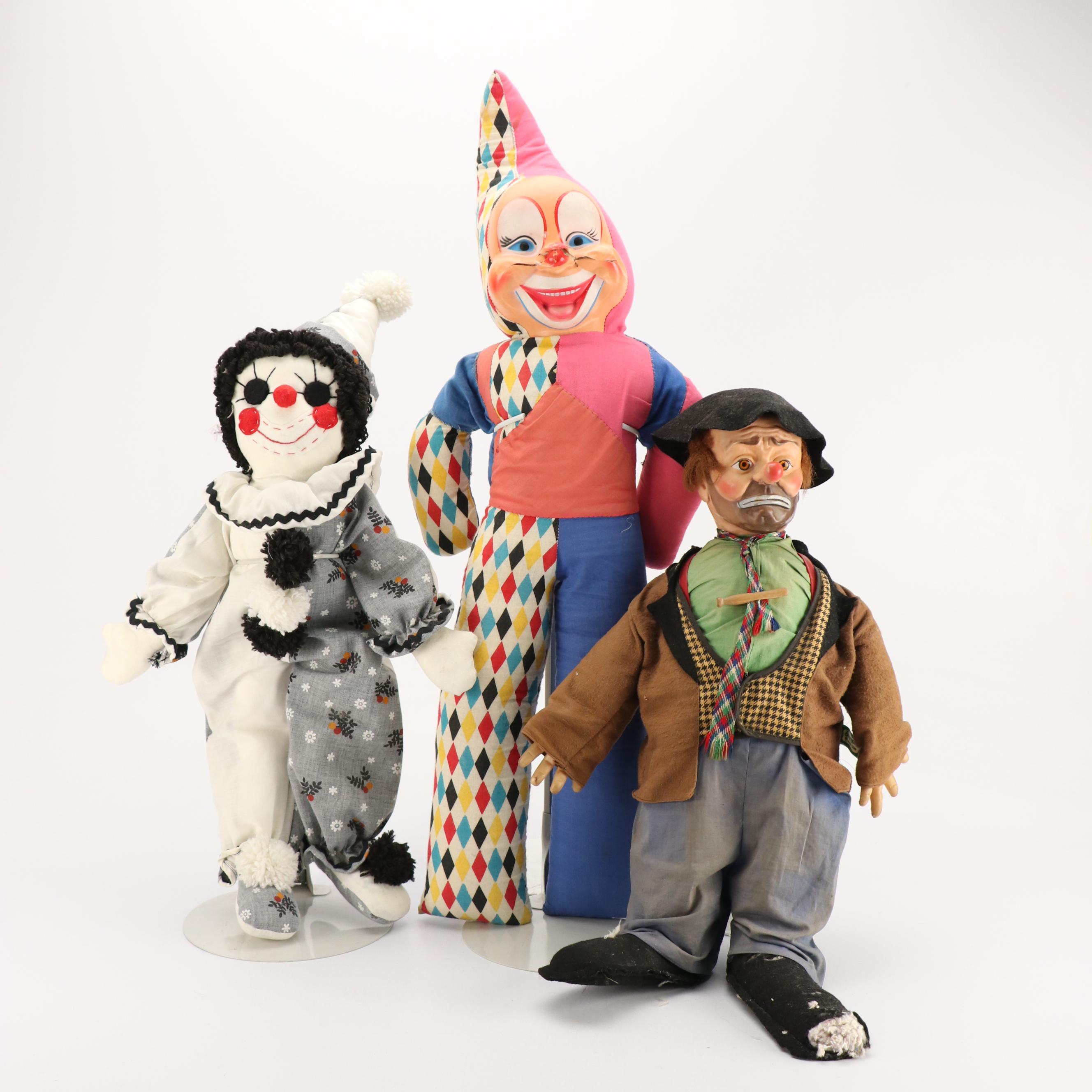 Bozo the Clown with Gund Mfg. Co and Other Mask Face and Cloth Dolls