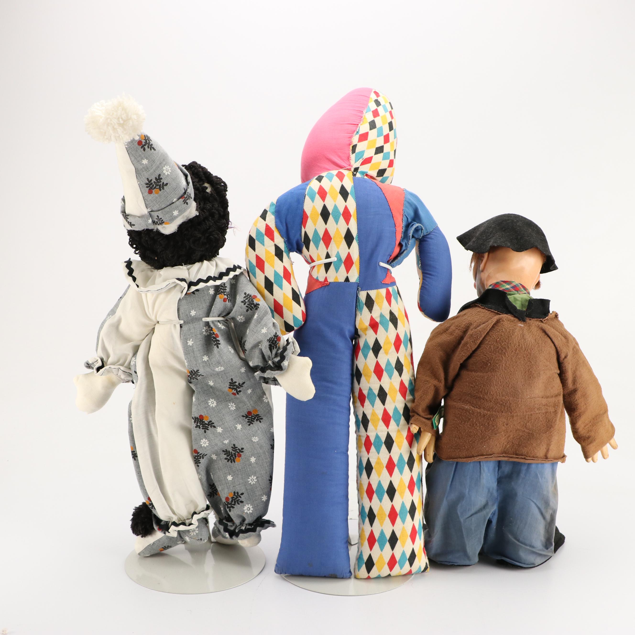 Bozo the Clown with Gund Mfg. Co and Other Mask Face and Cloth Dolls