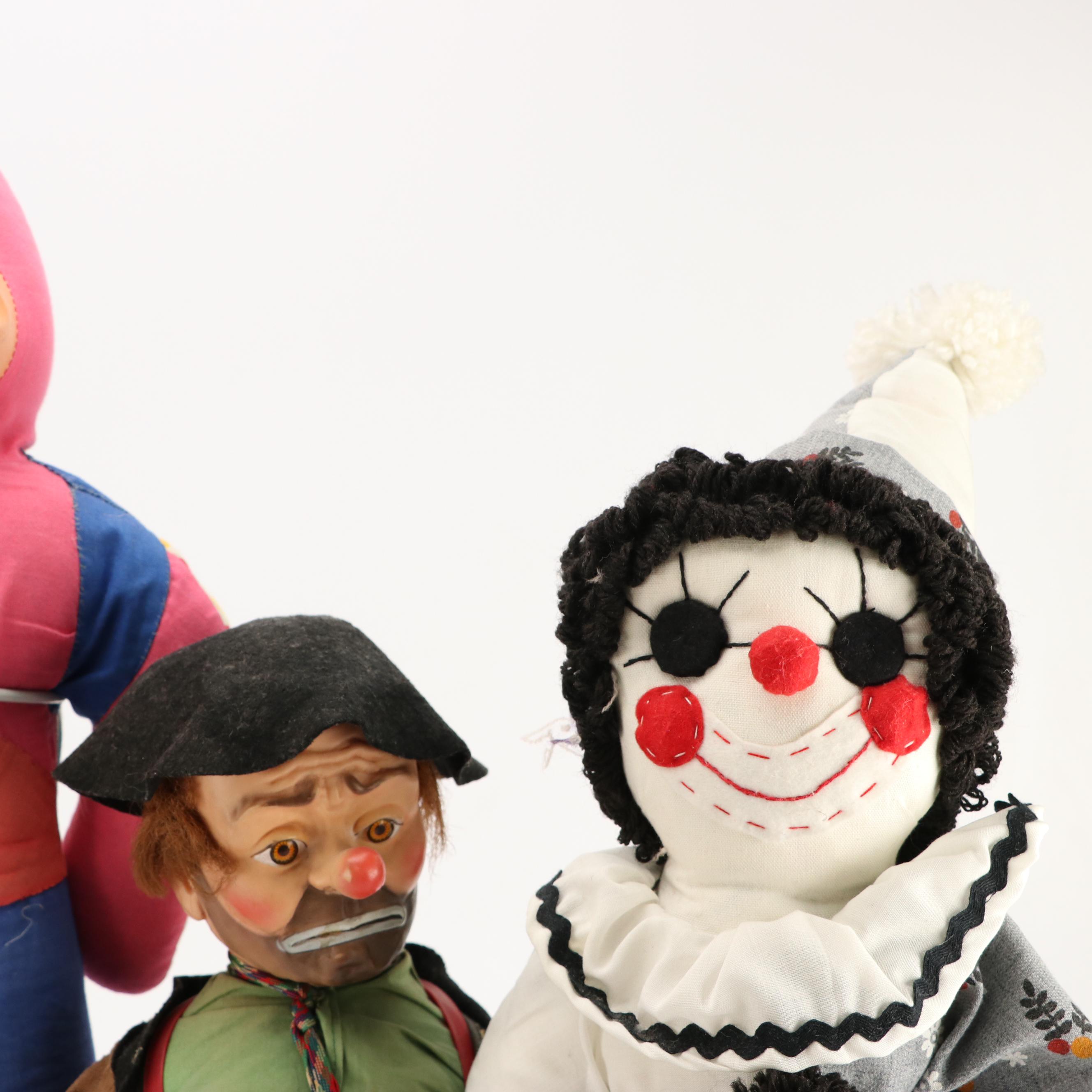 Bozo the Clown with Gund Mfg. Co and Other Mask Face and Cloth Dolls