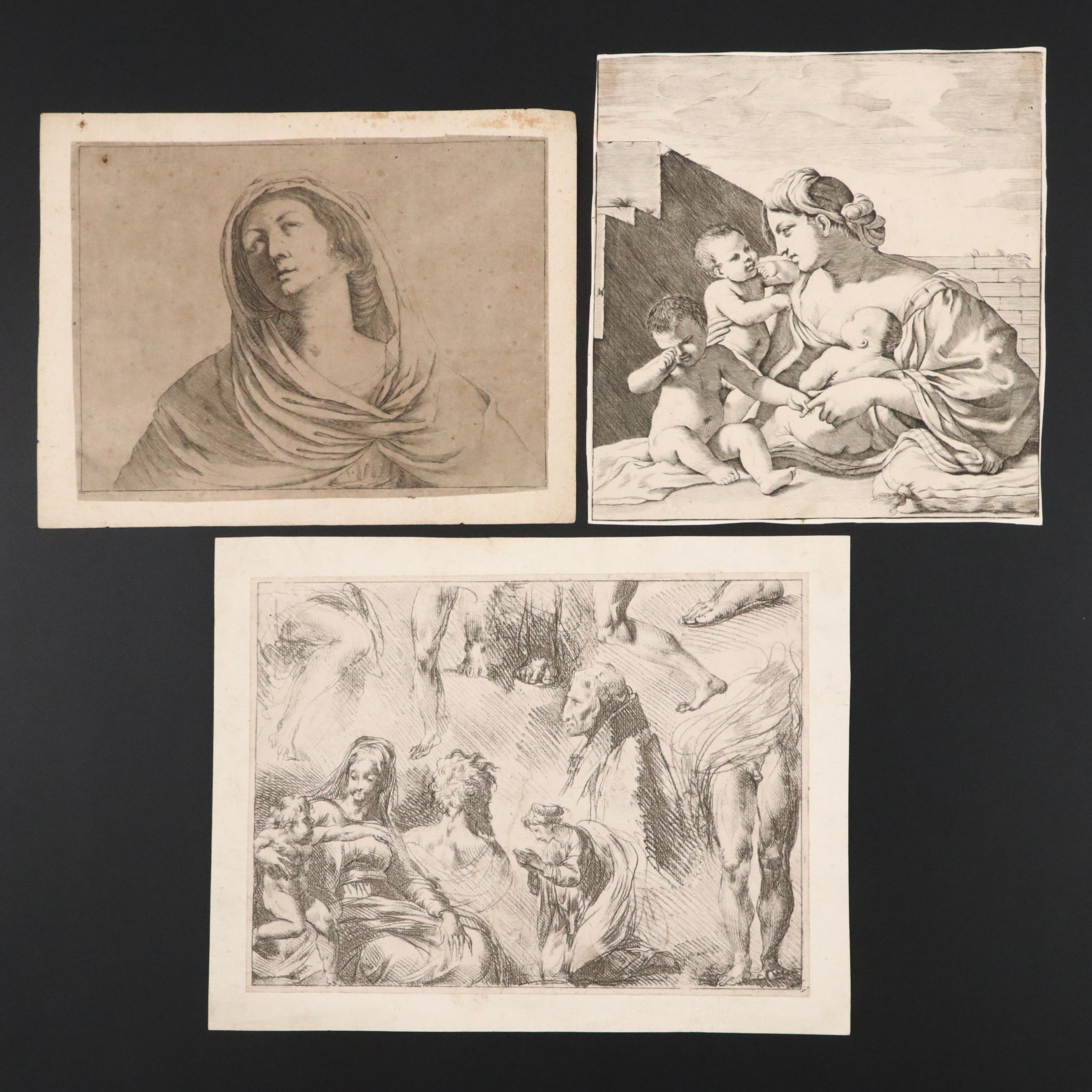 Antique Italian School Intaglio Engravings, 17th and 18th Century