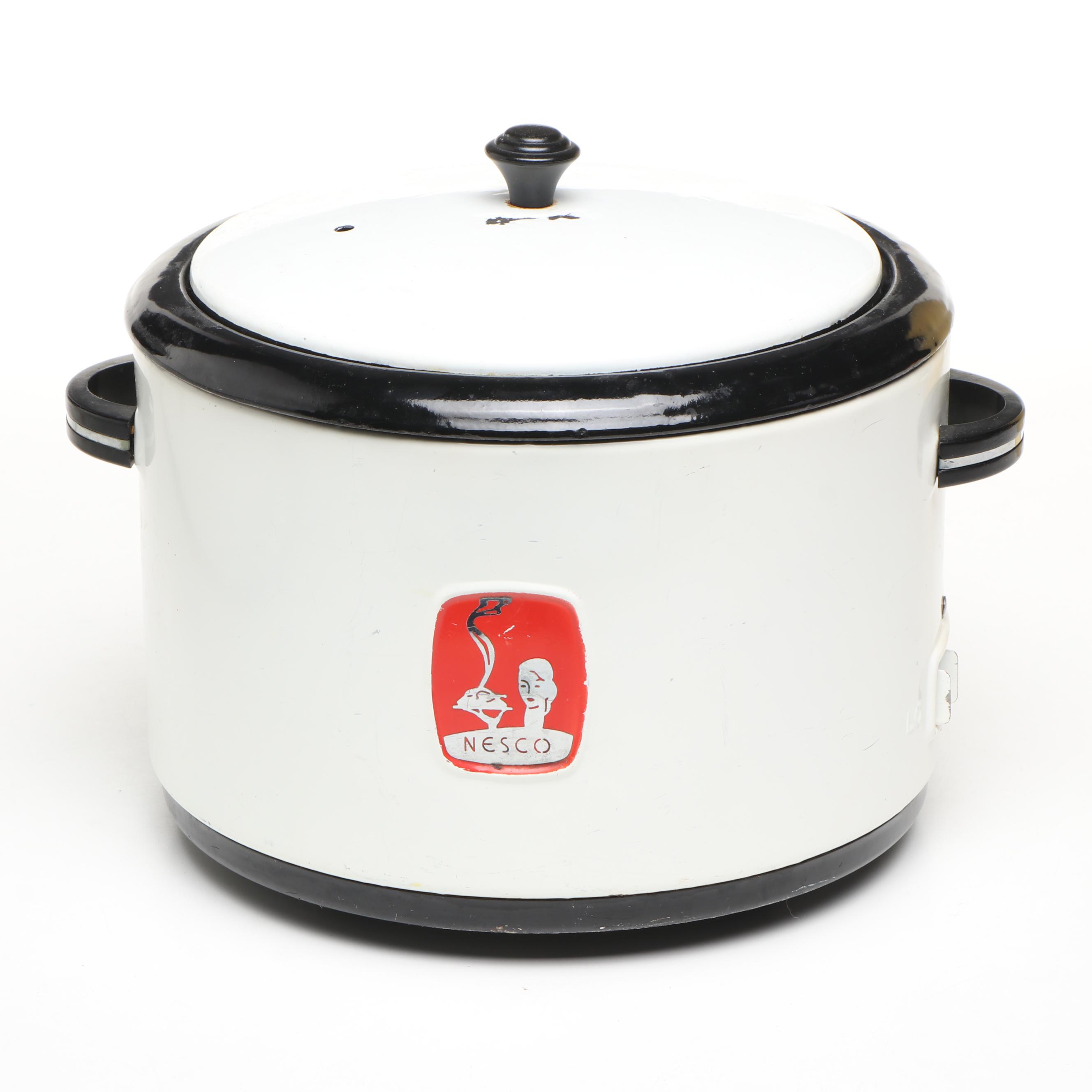 NESCO Slow Cooker with Other Art Deco Style Enamelware, Early to Mid-20th C.