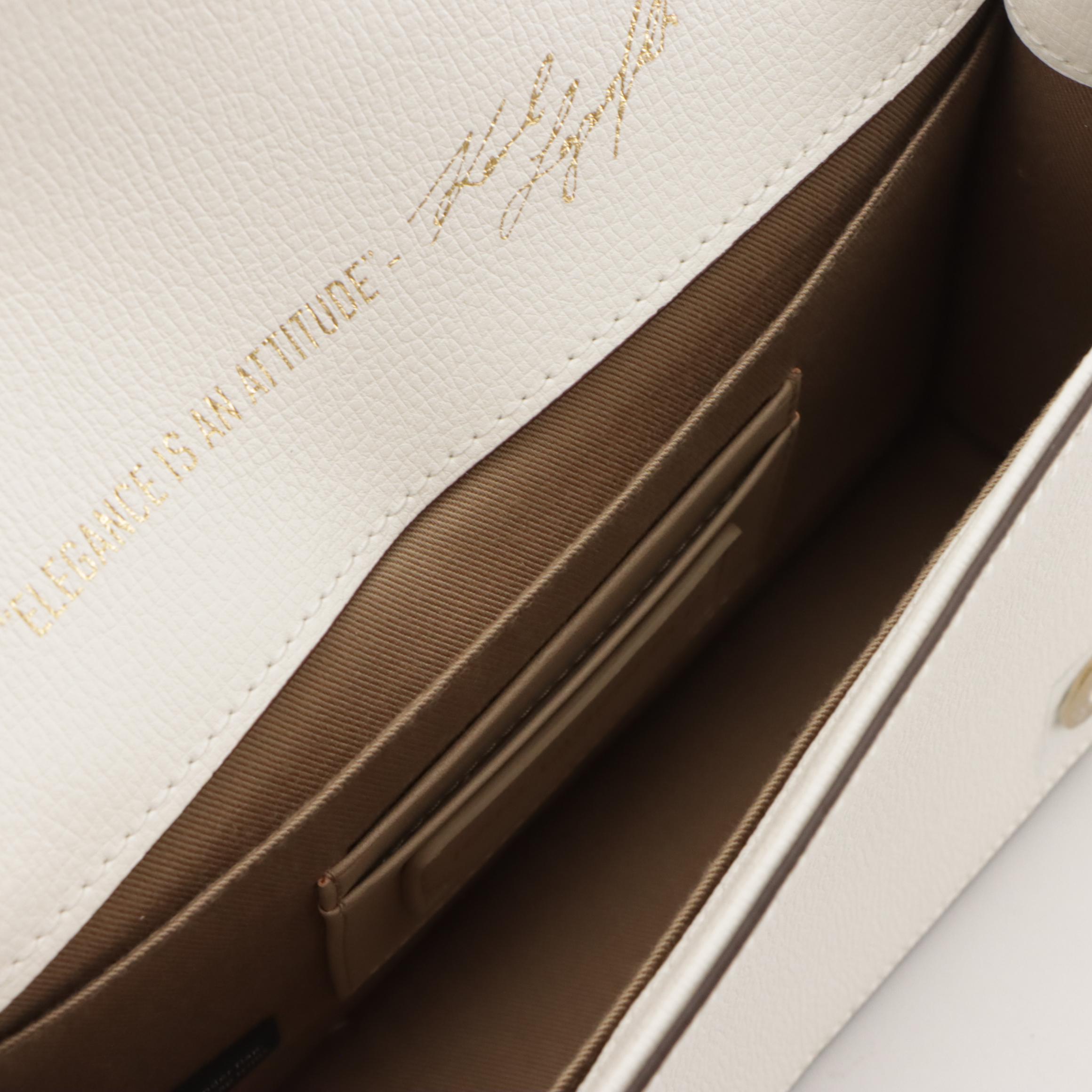 Karl Lagerfeld Simone Rose Embroidered Two-Way Bag in White Leather