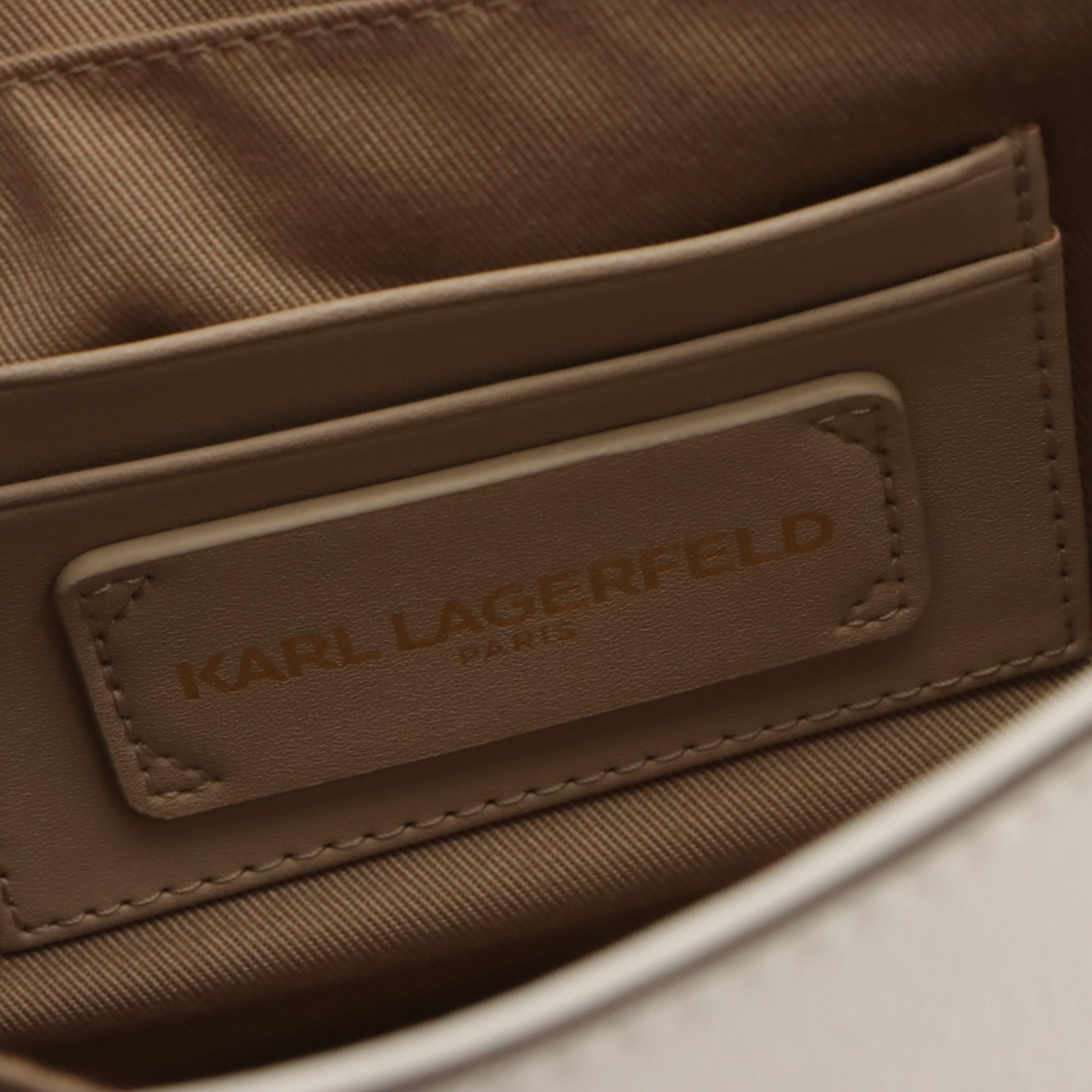 Karl Lagerfeld Simone Rose Embroidered Two-Way Bag in White Leather