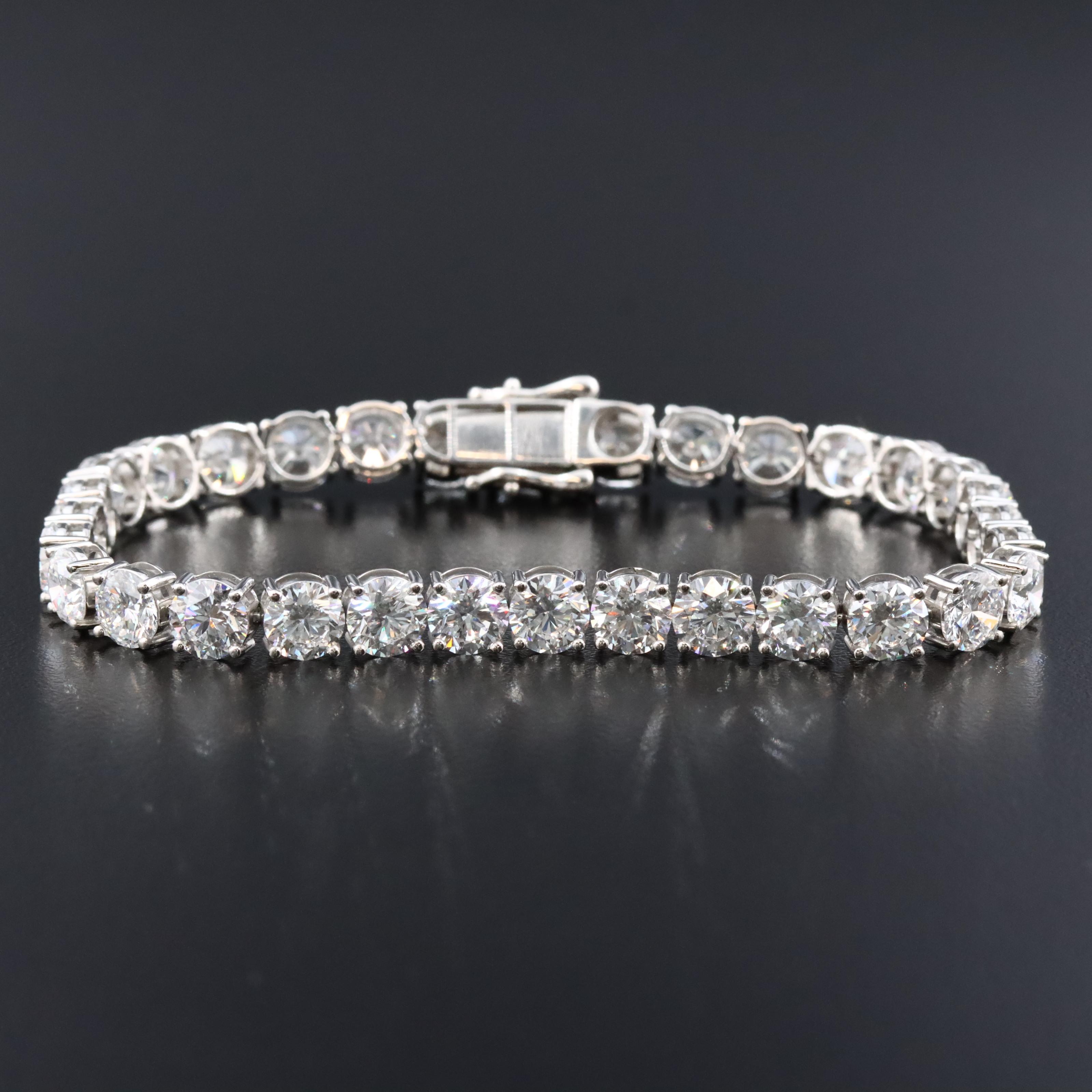 Platinum 21.88 CTW Lab Grown Diamond Line Bracelet