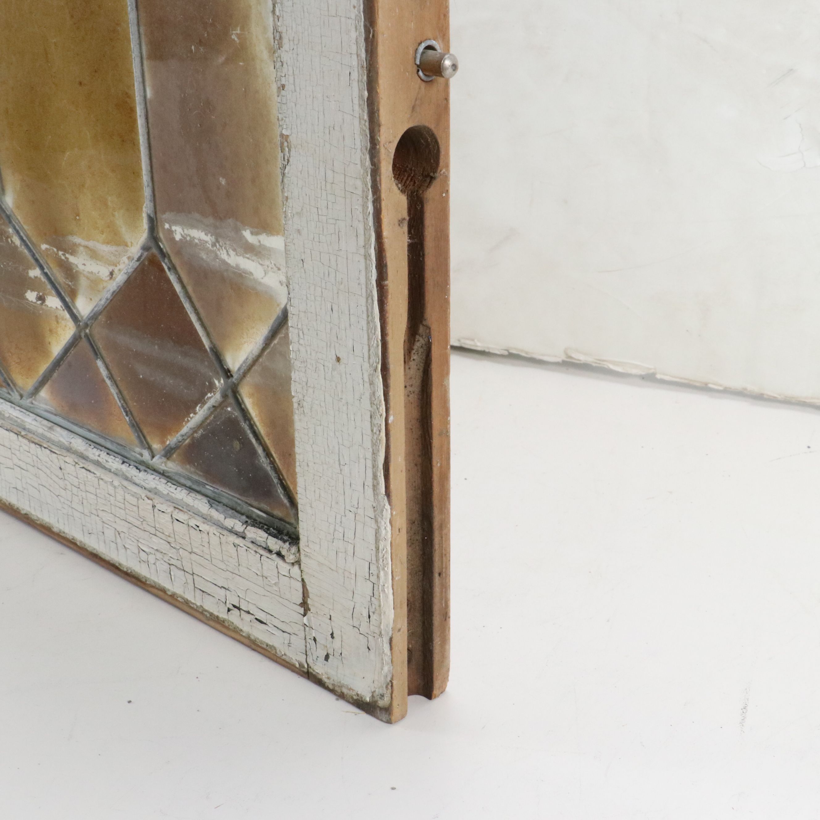 Beveled Glass Wood Framed Window