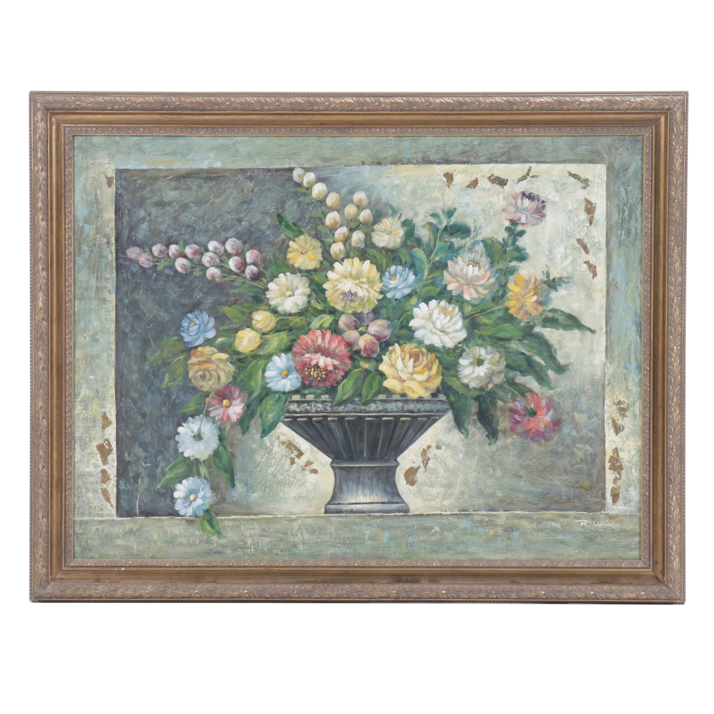 Ruth Wilcox Large-Scale Floral Still Life Oil Painting, Circa 2000