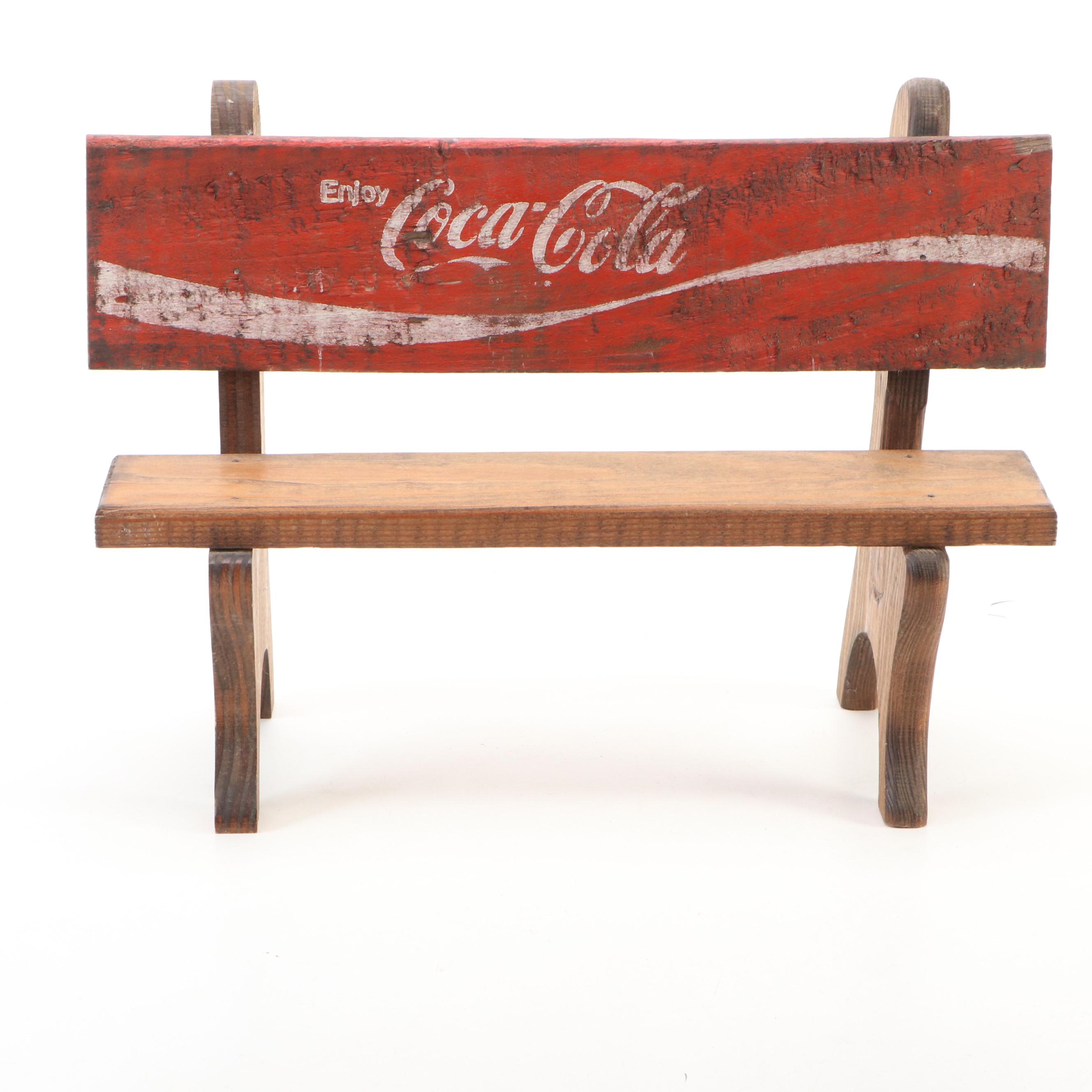 Vintage Wooden Coca-Cola Advertising Doll Bench