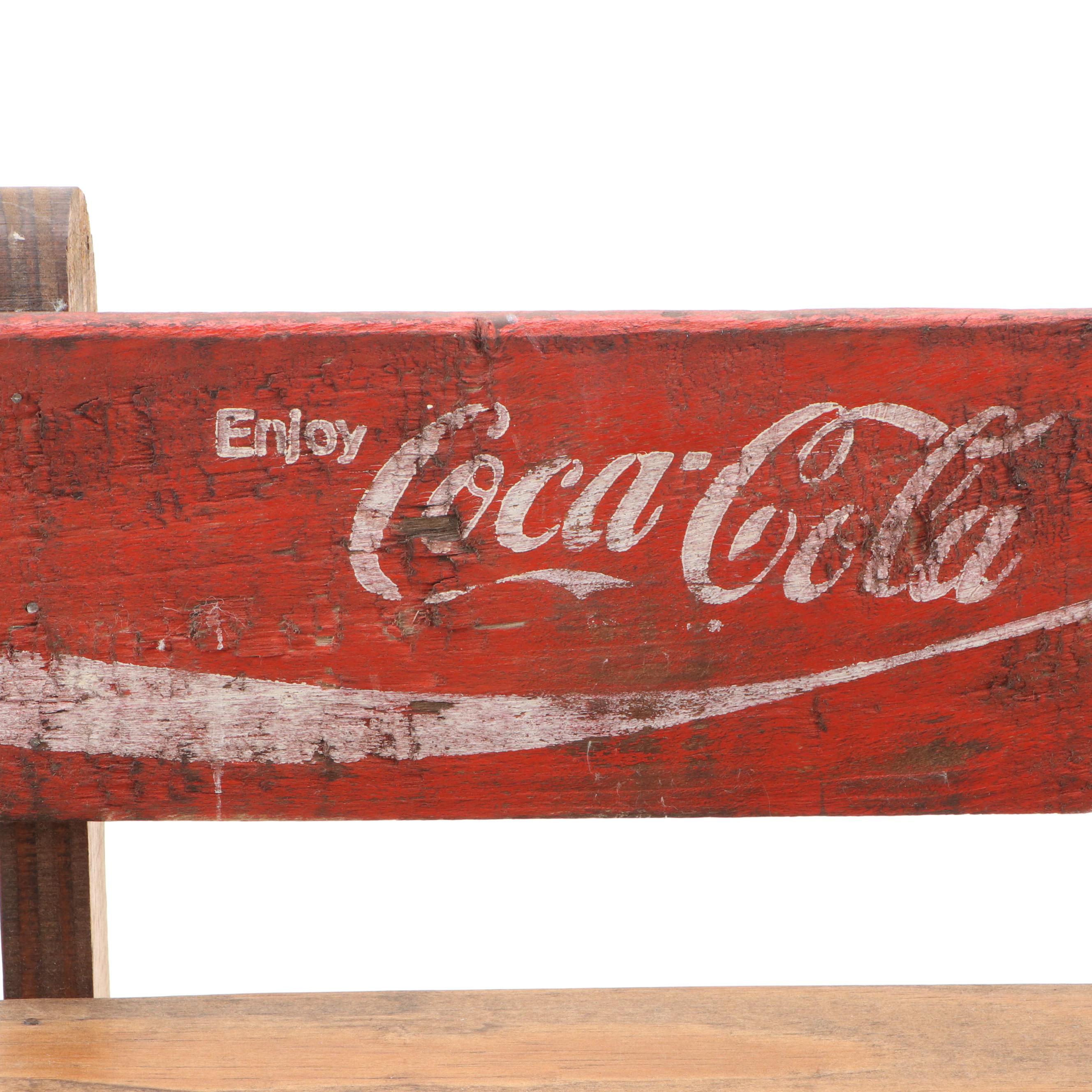 Vintage Wooden Coca-Cola Advertising Doll Bench