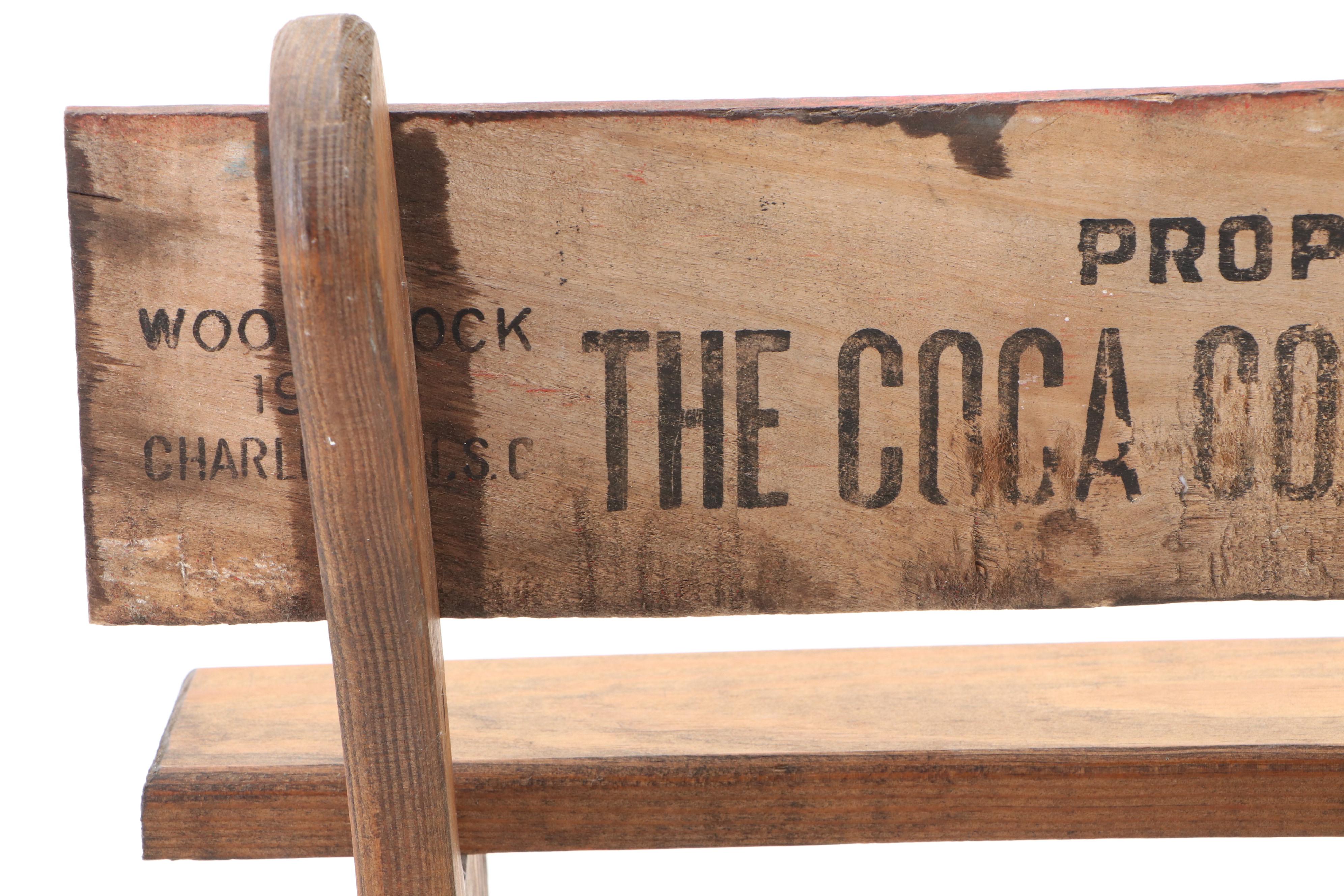 Vintage Wooden Coca-Cola Advertising Doll Bench