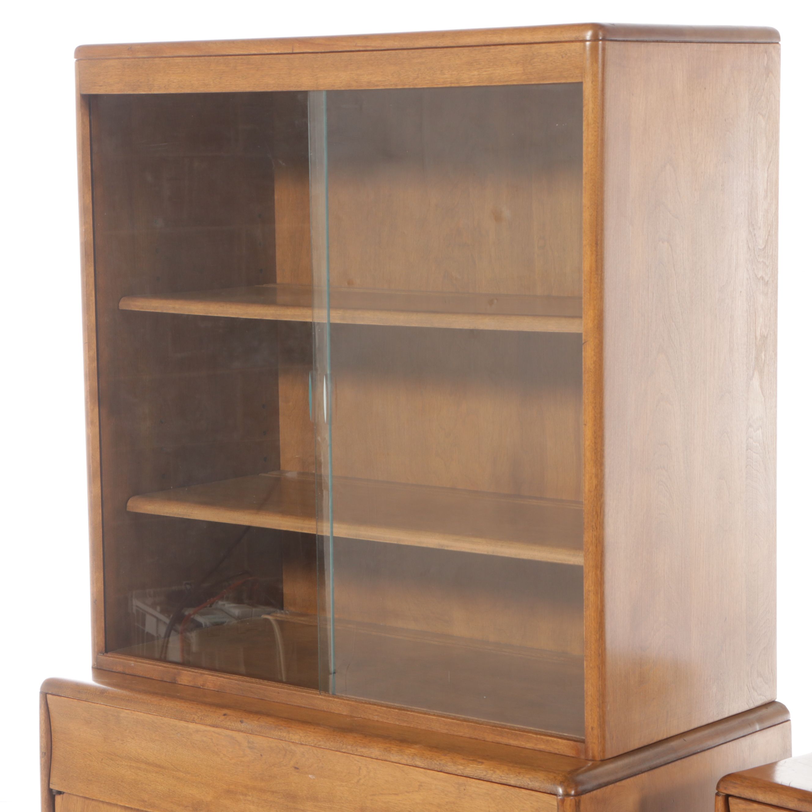 Heywood-Wakefield Mid Century Modern Maple China Cabinet and Buffet in "Wheat"