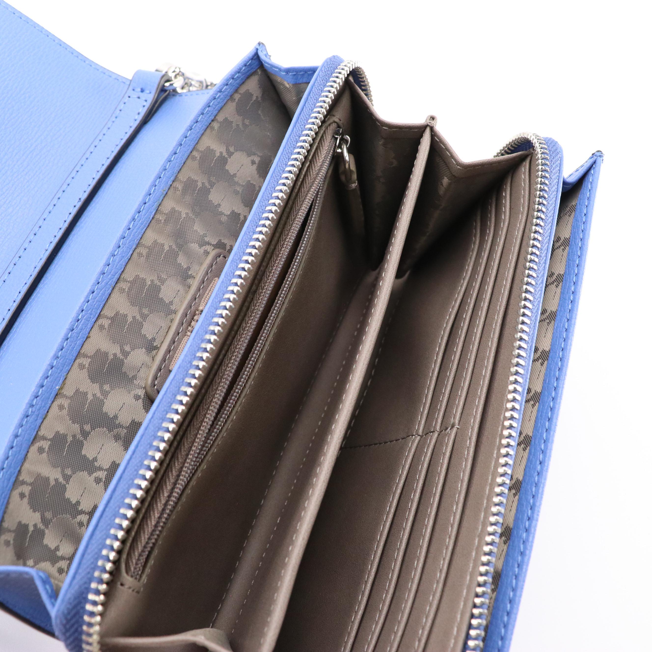 Karl Lagerfeld Paris "Lourdes" Small Crossbody Bag in Blue Striped Leather