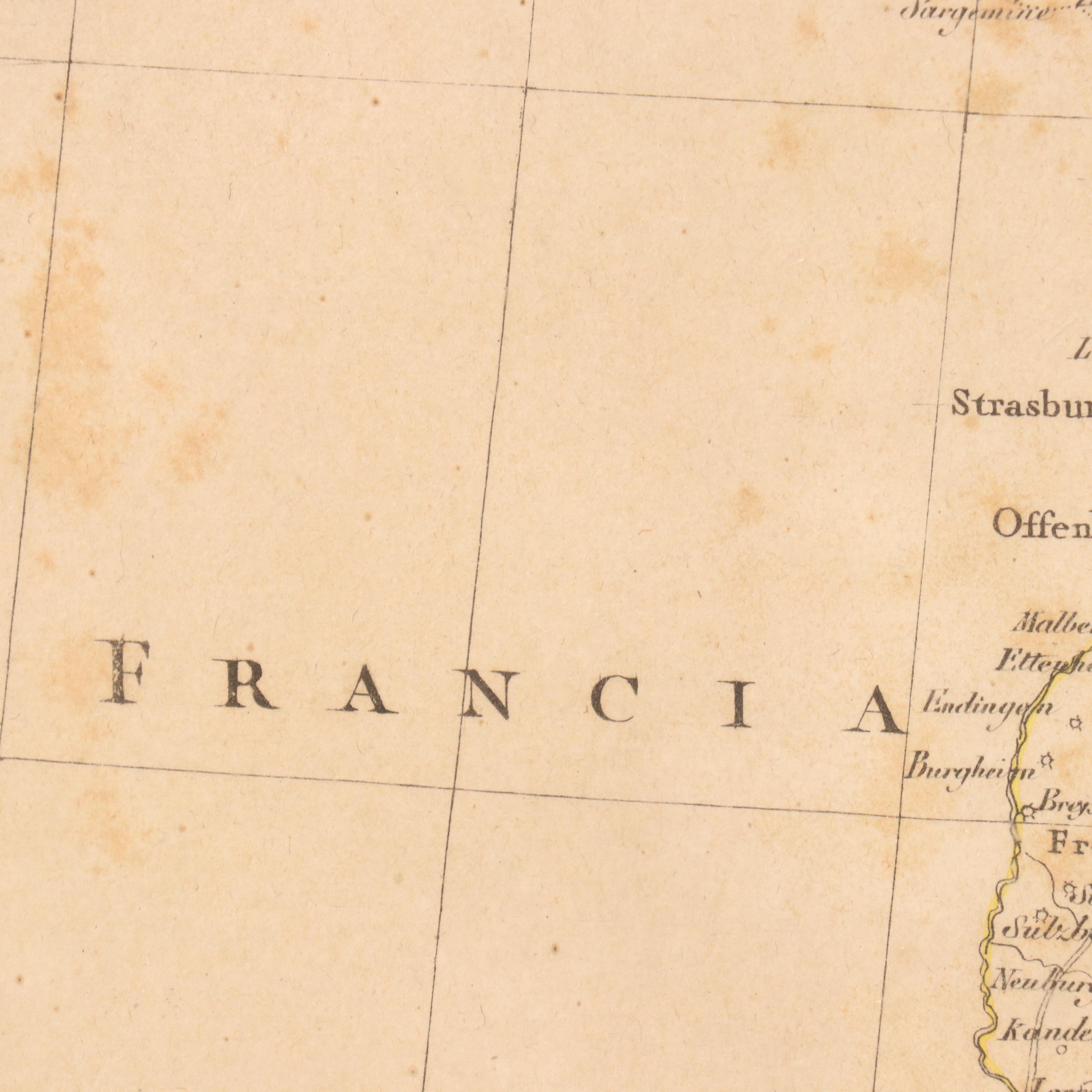 Hand-Colored Engraving Map of Southern Germany, 19th Century