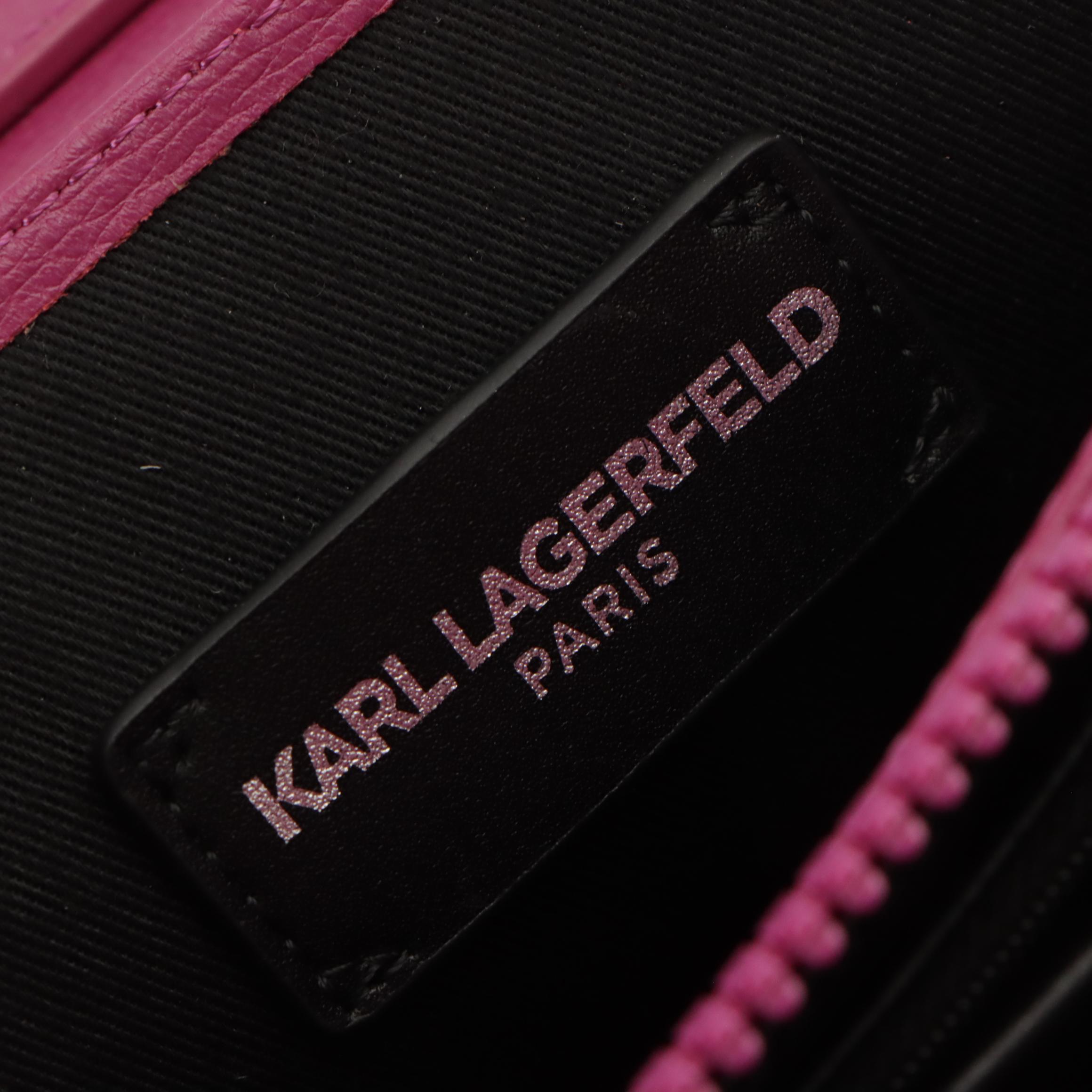 Karl Lagerfeld Lourdes Chain Strap Handbag in Pink/Purple Leather